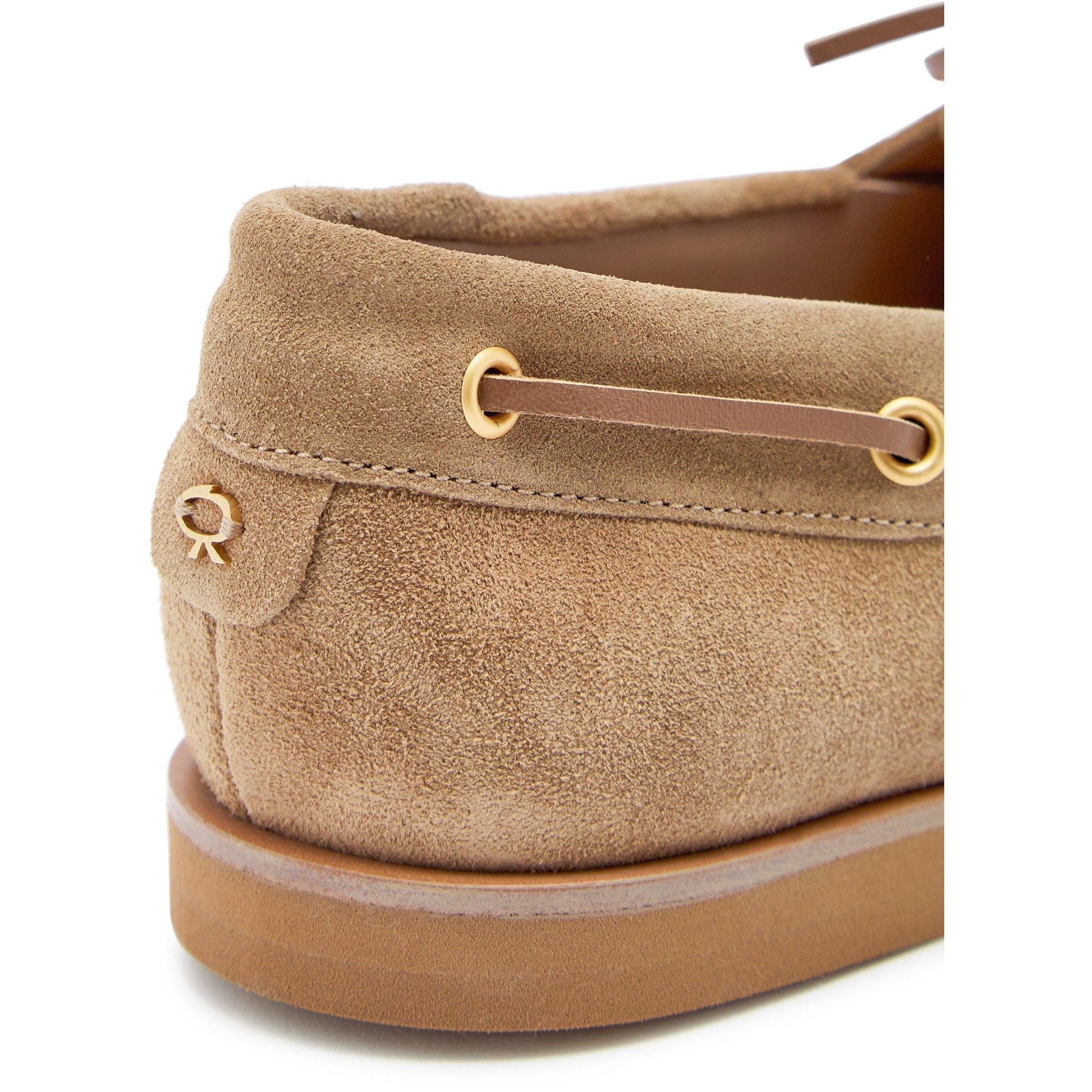 CAMEL - Gianvito Rossi - Women's Vandée Suede Boat Shoes - 4