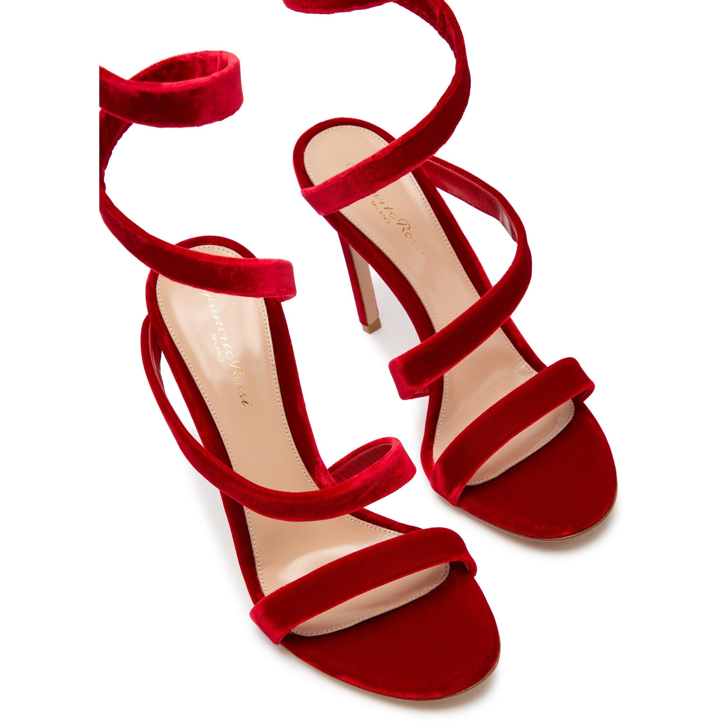 RED - Gianvito Rossi - OPERA SANDAL VELVET - 3