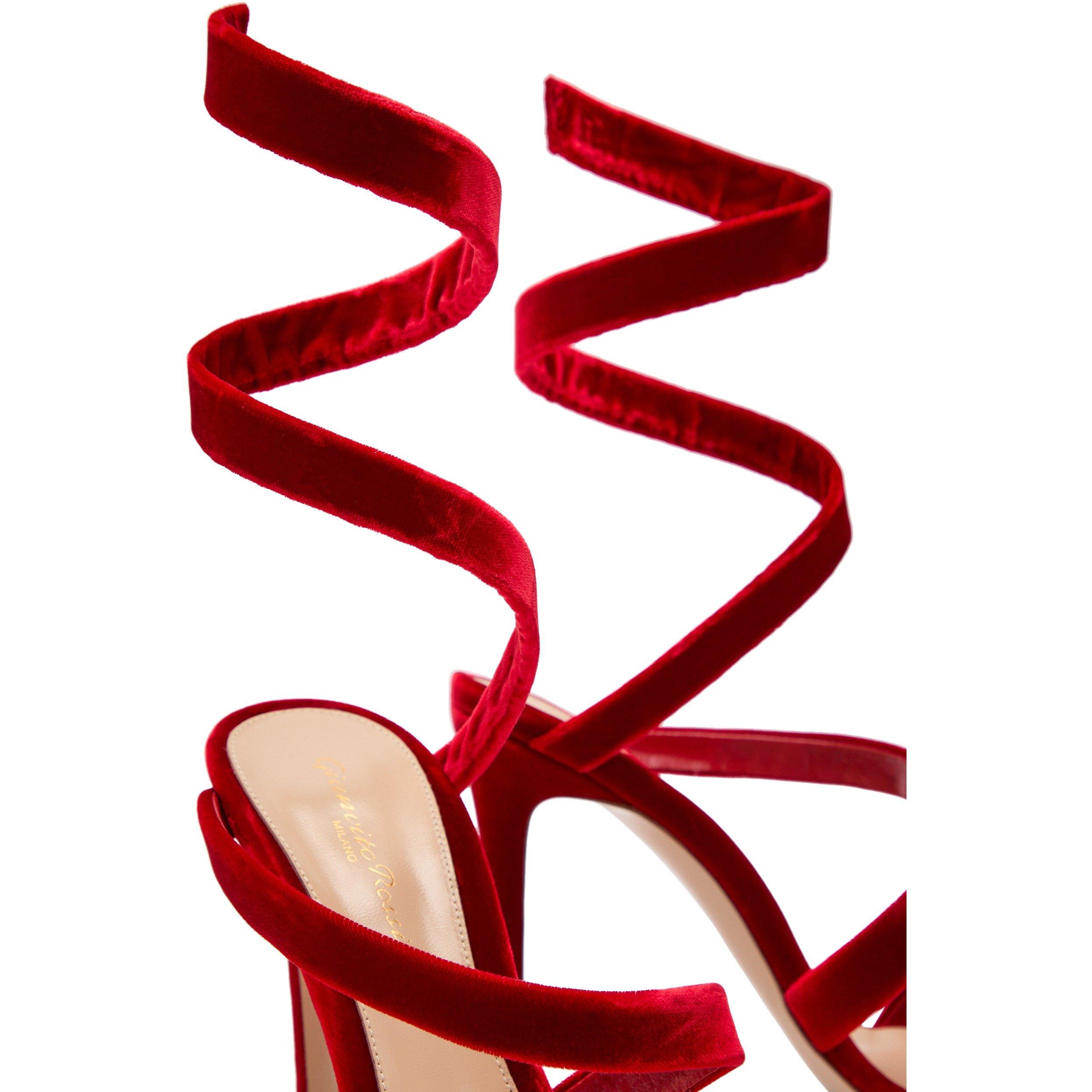 RED - Gianvito Rossi - OPERA SANDAL VELVET - 4