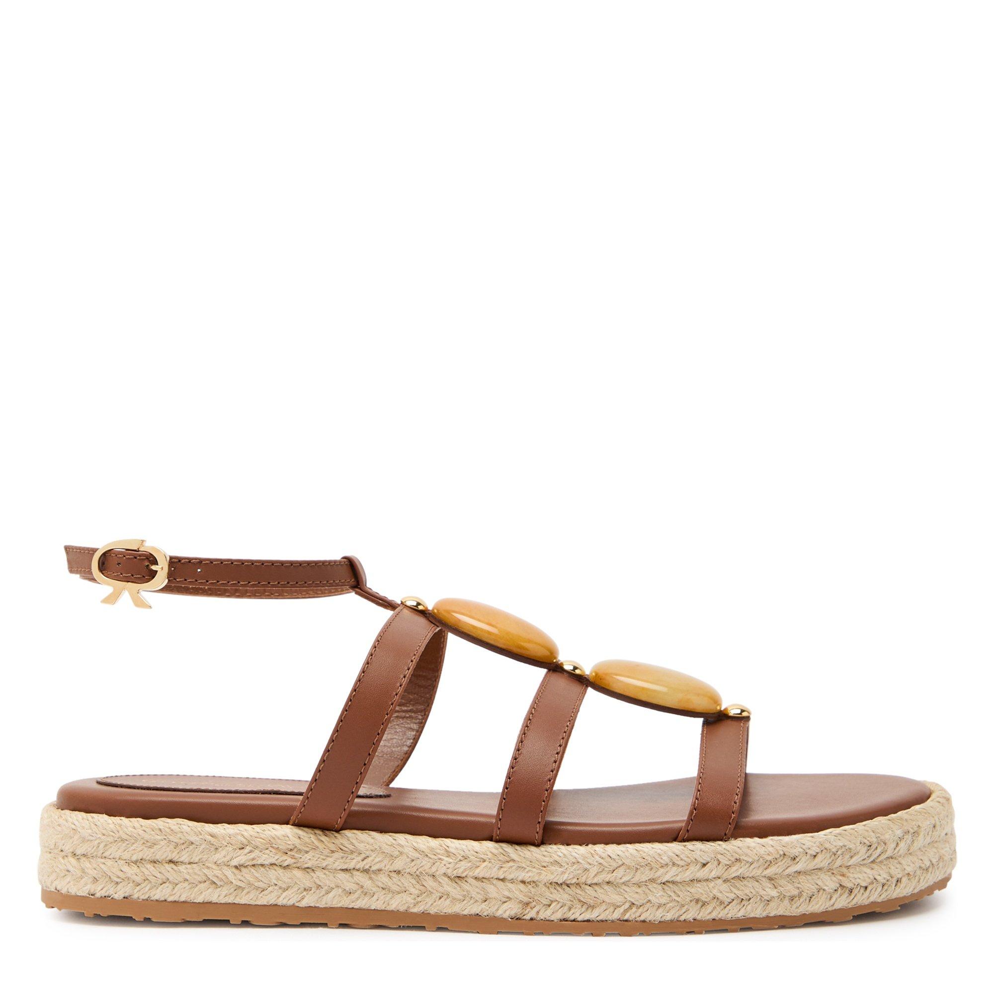 BEIGE - Gianvito Rossi - Women's Gems Leather Espadrilles - 1
