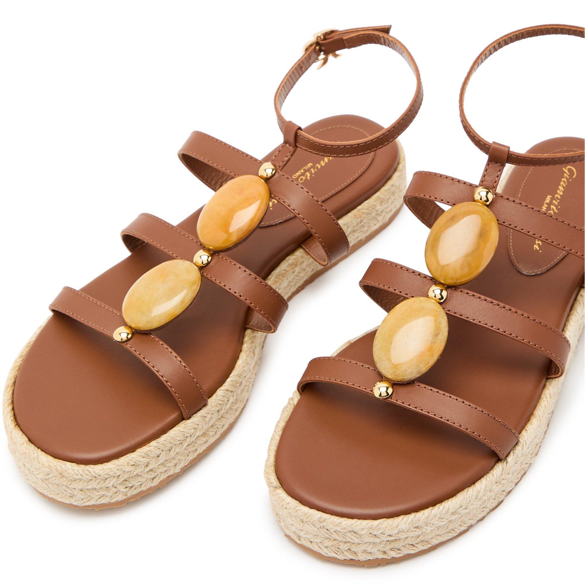 BEIGE - Gianvito Rossi - Women's Gems Leather Espadrilles - 3