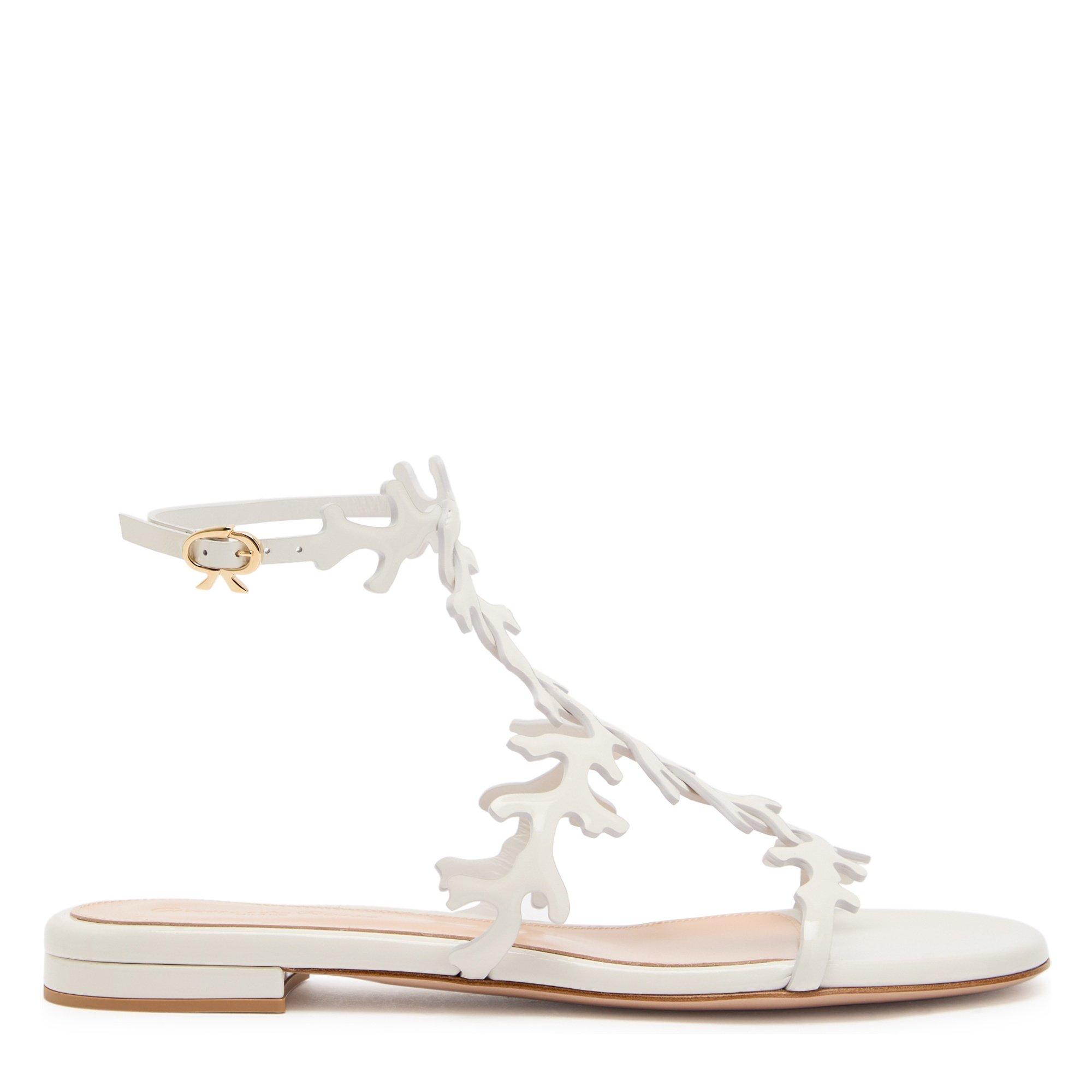 WHITE - Gianvito Rossi - Women's Coral Leather Flat Sandals - 1