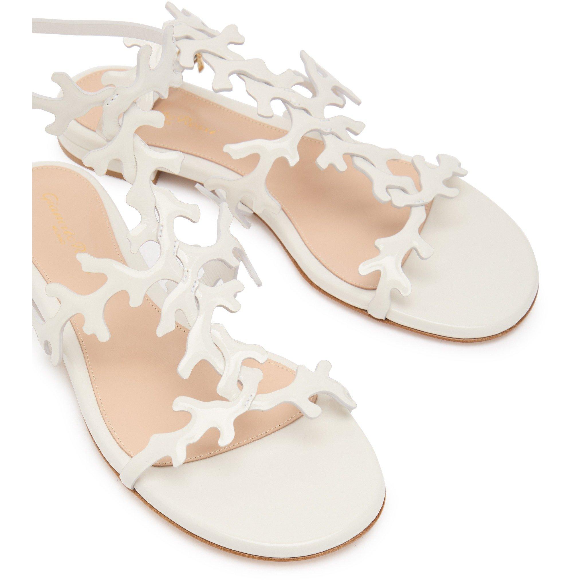 WHITE - Gianvito Rossi - Women's Coral Leather Flat Sandals - 3