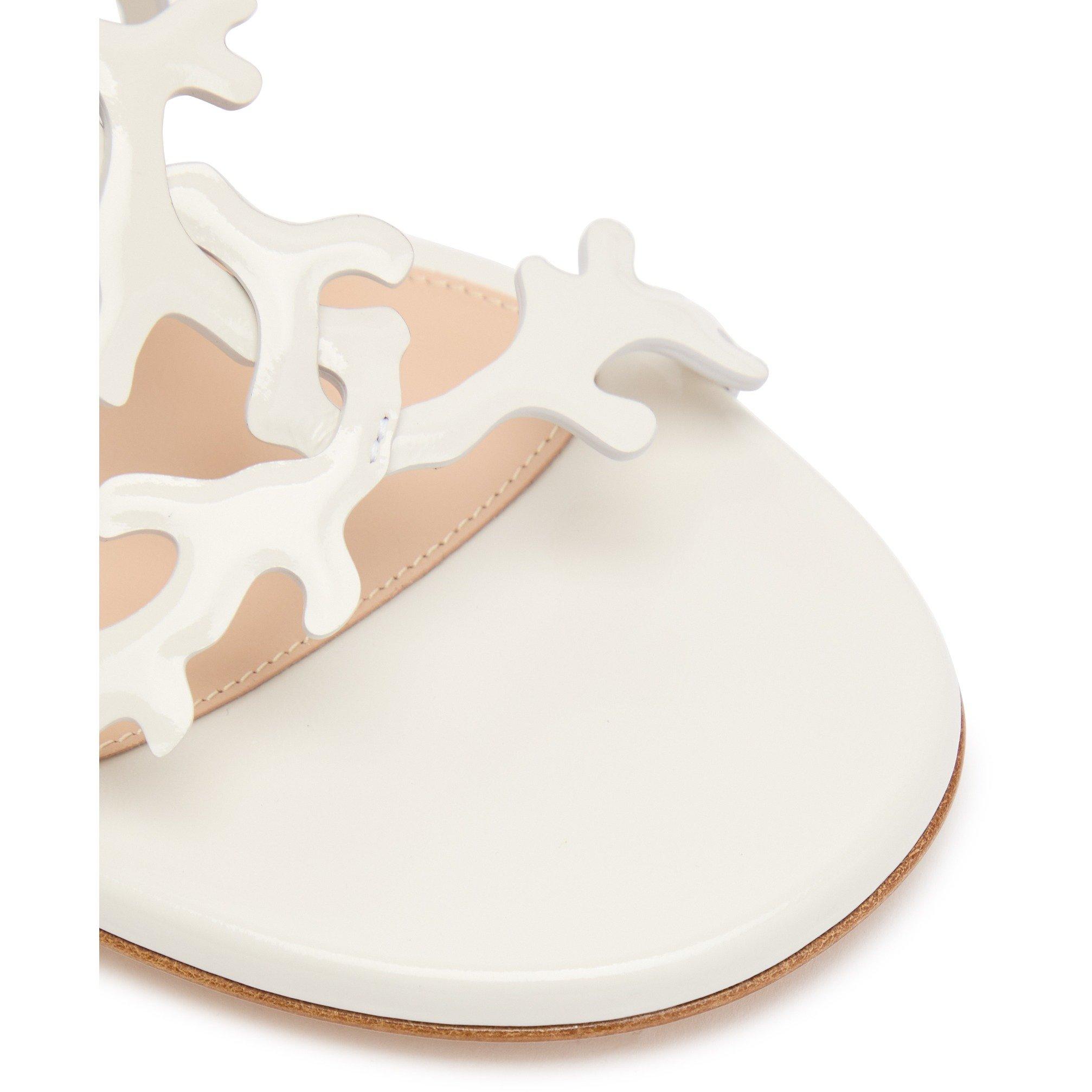 WHITE - Gianvito Rossi - Women's Coral Leather Flat Sandals - 4