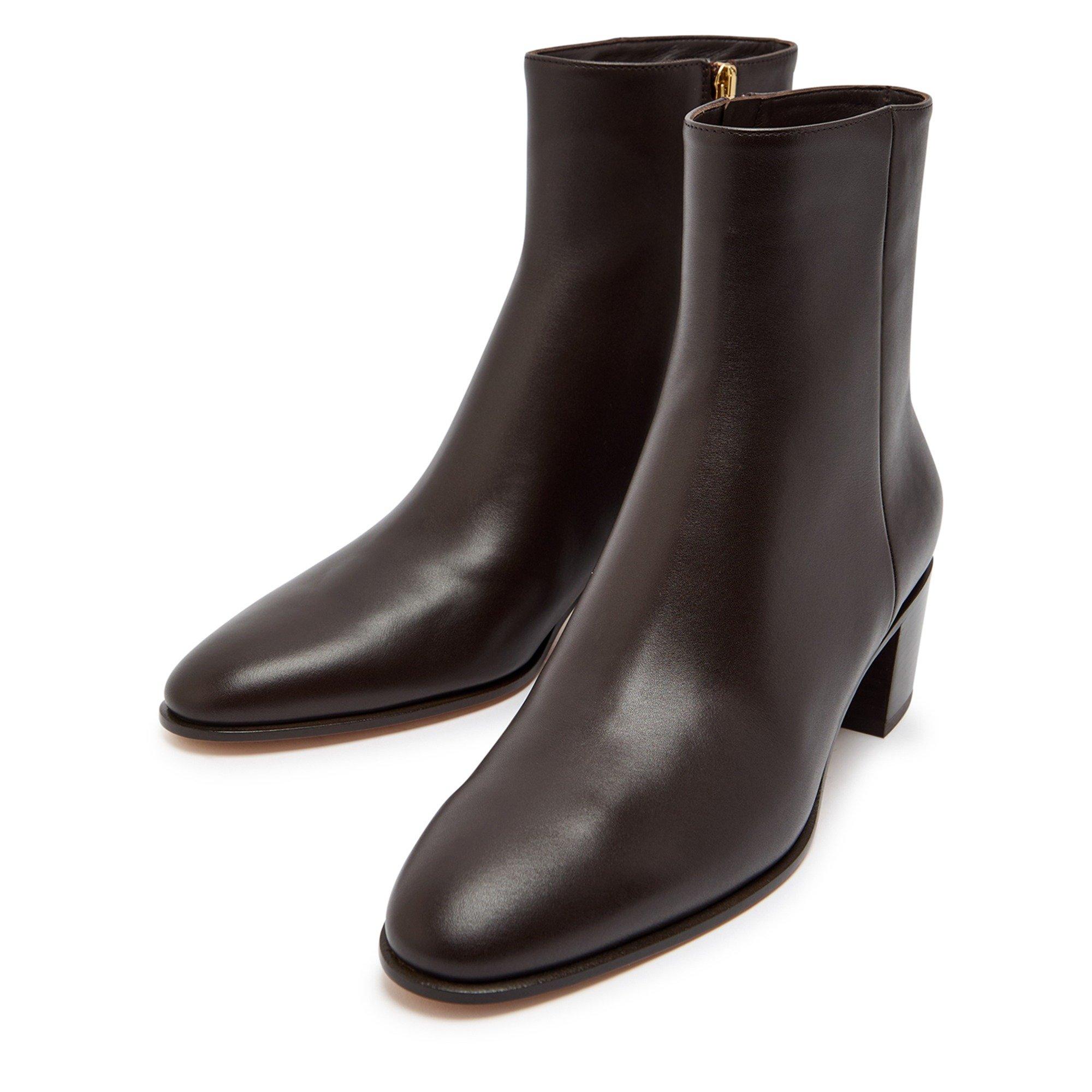 BROWN - Gianvito Rossi - Women's Spencer Leather Heeled Ankle Boots - 3