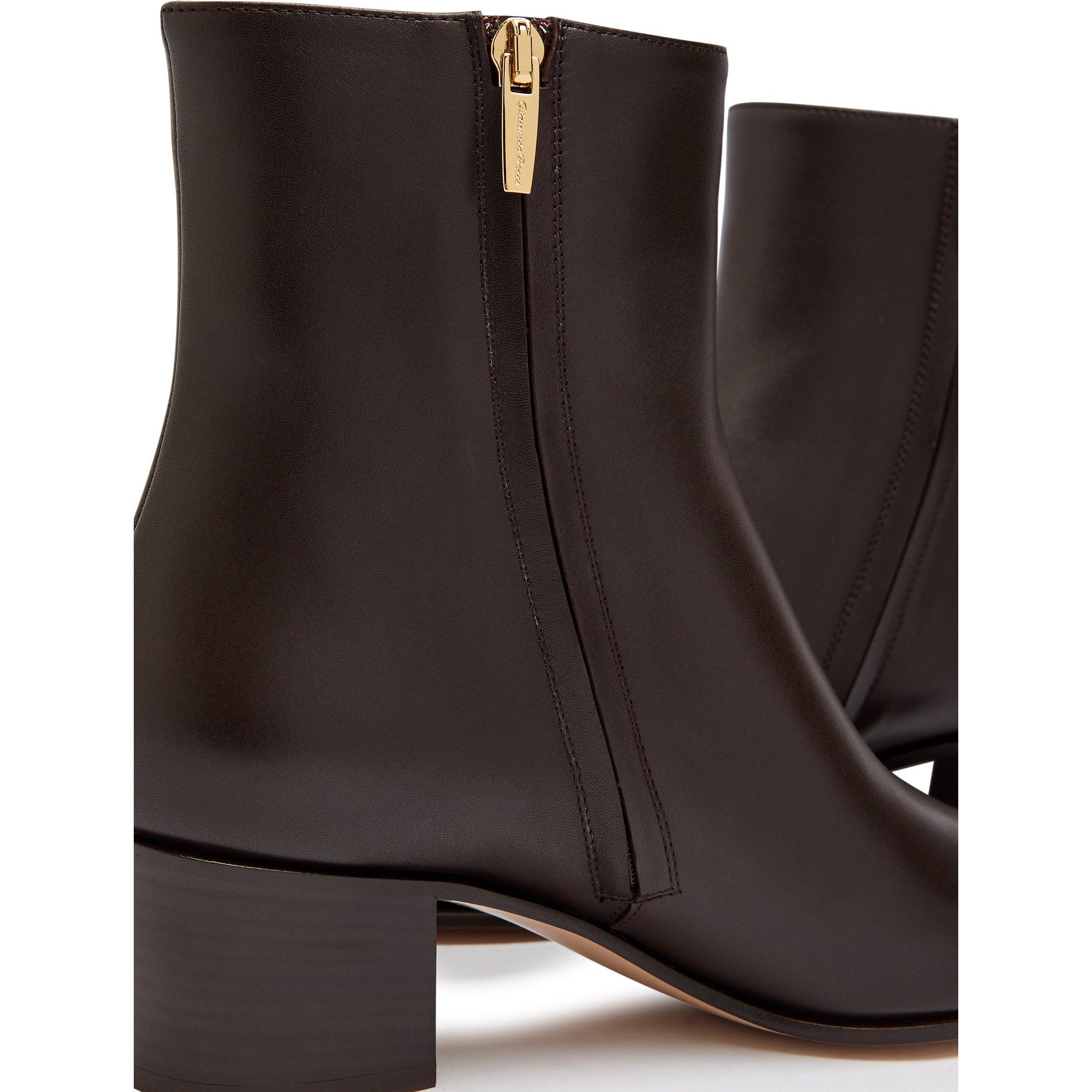 BROWN - Gianvito Rossi - Women's Spencer Leather Heeled Ankle Boots - 4