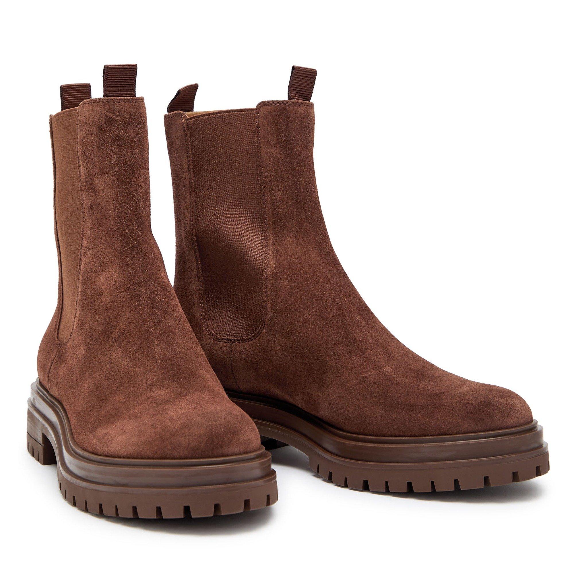 BROWN - Gianvito Rossi - Women's Chester Suede Chelsea Boots - 3