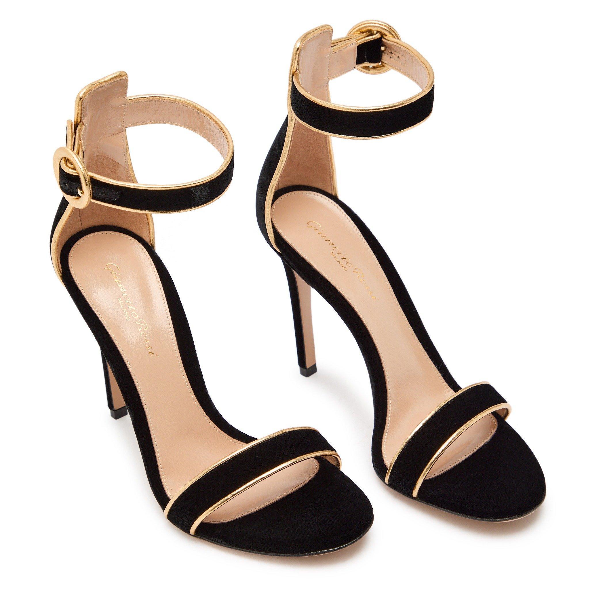 BLACK AND OTHER - Gianvito Rossi - BLACK GOLD ANKLE STRAP SANDAL - 3