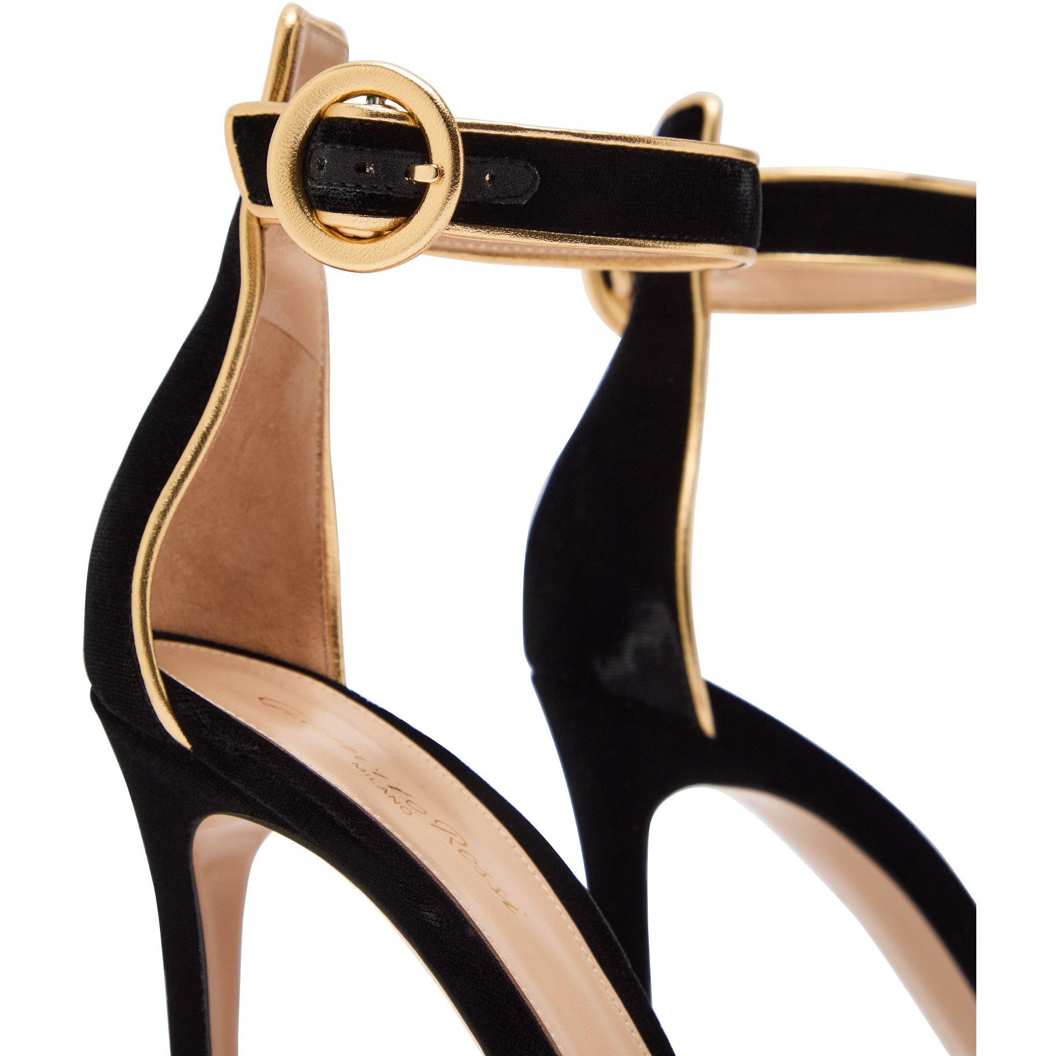 BLACK AND OTHER - Gianvito Rossi - BLACK GOLD ANKLE STRAP SANDAL - 4