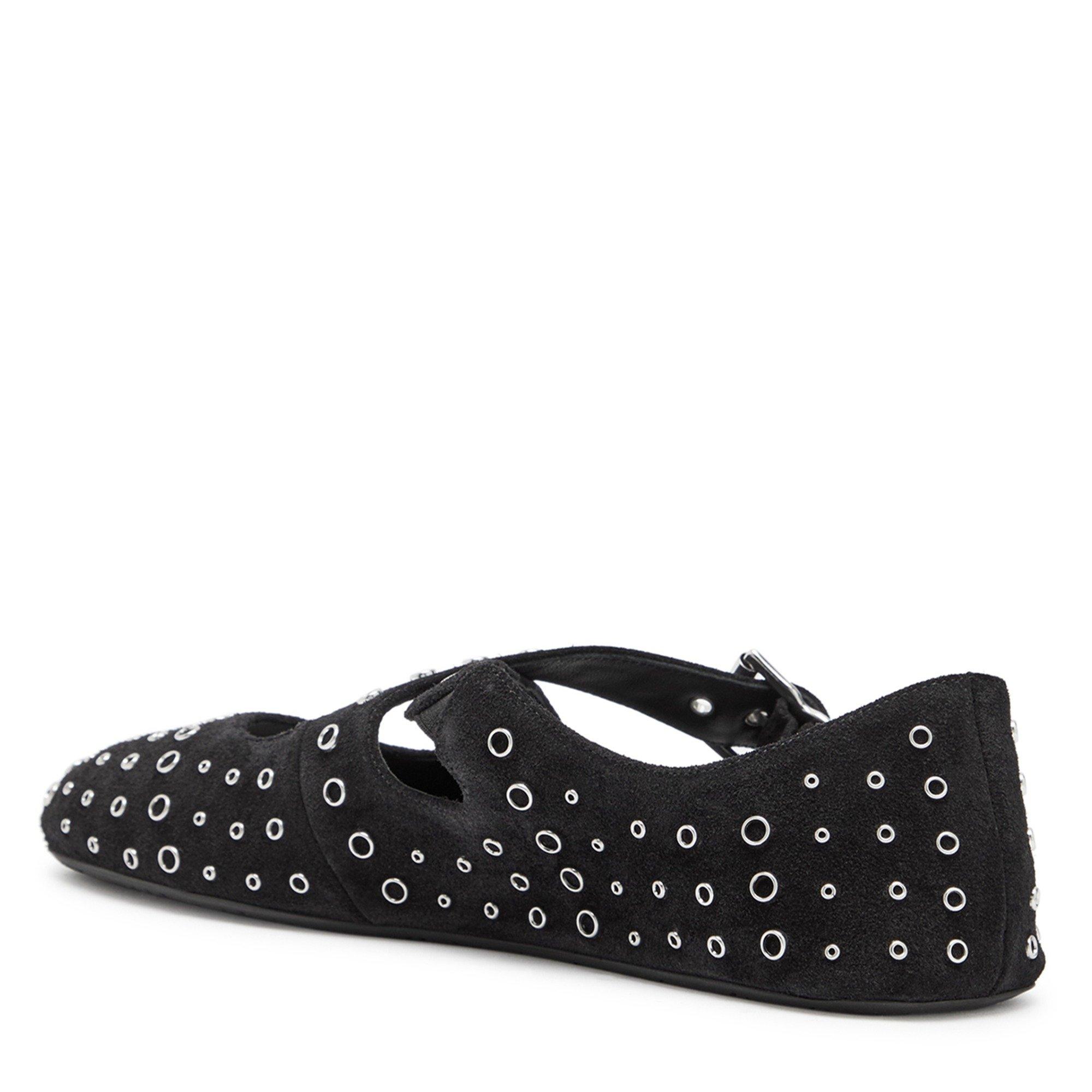 BLACK - Alaia - Women's Criss Cross Suede Ballet Pumps - 2