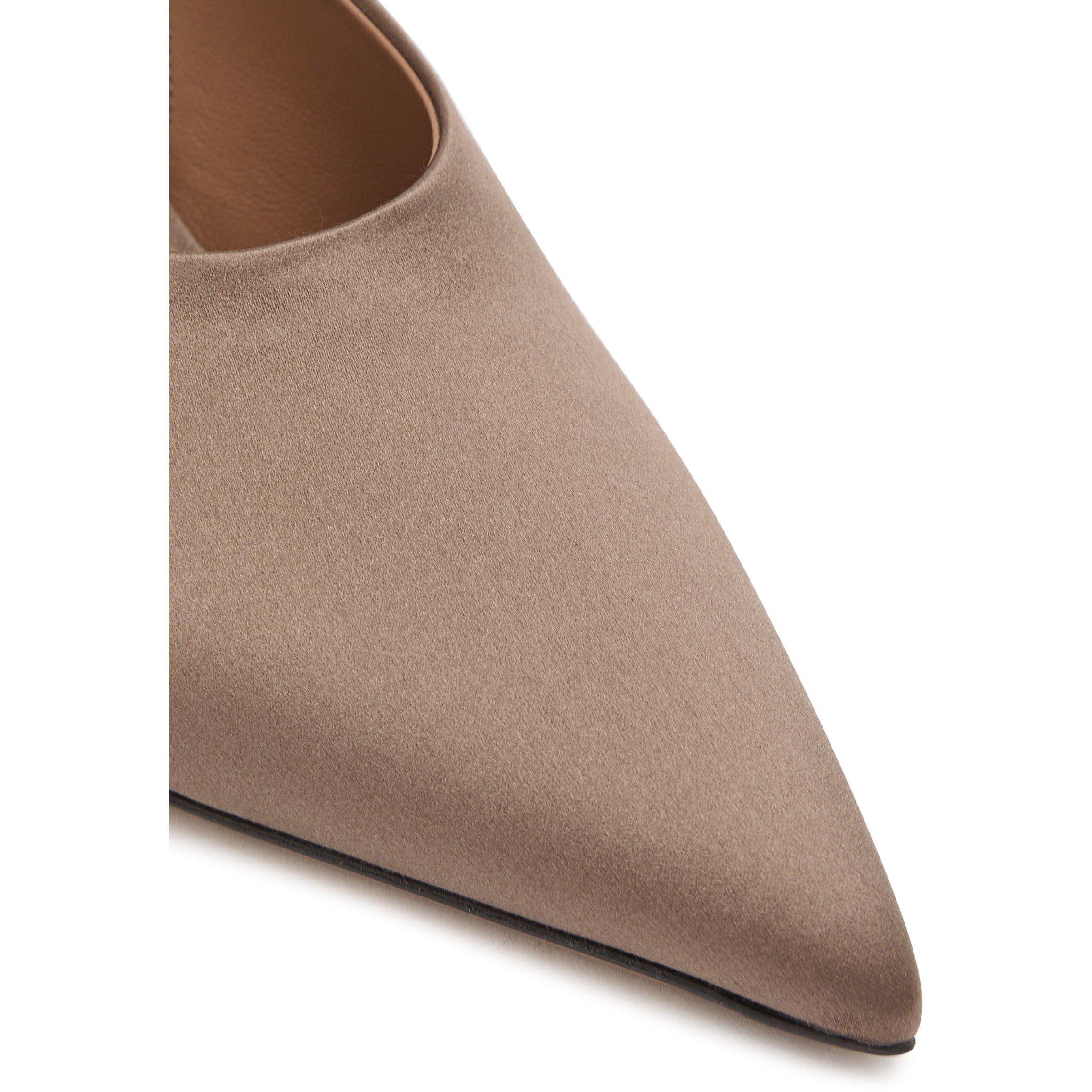 LIGHT PINK - Alaia - Women's CUBE Satin Wedge Slingbacks 75 mm - 4