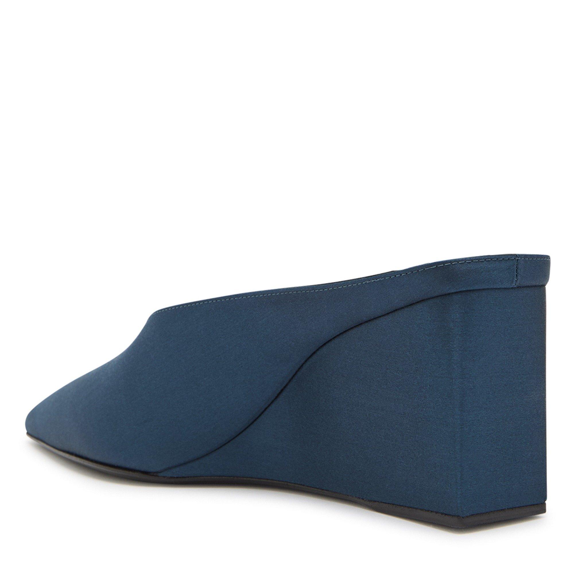 DARK BLUE - Alaia - Women's Cube 75 Satin Wedge Heeled Mules - 2