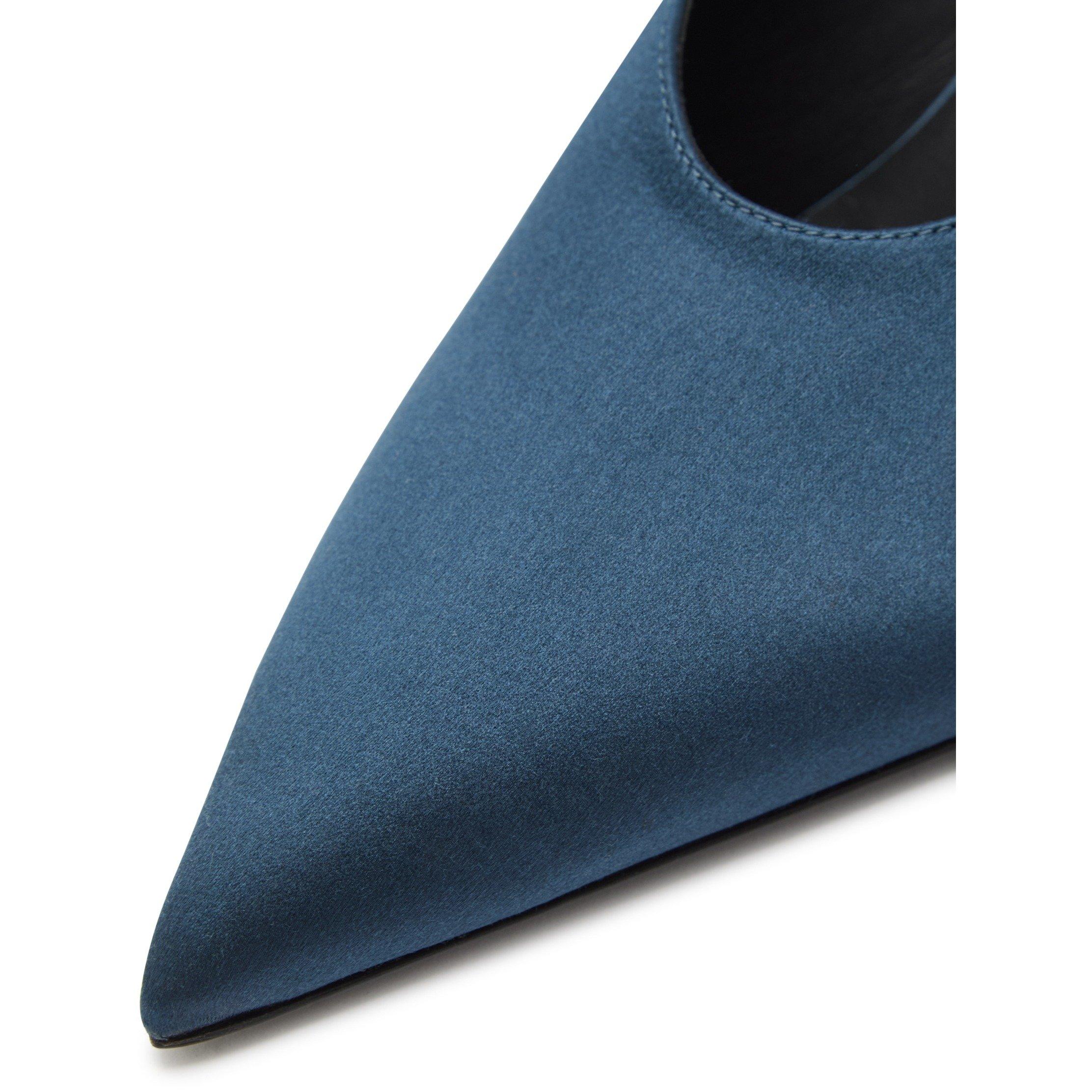 DARK BLUE - Alaia - Women's Cube 75 Satin Wedge Heeled Mules - 4