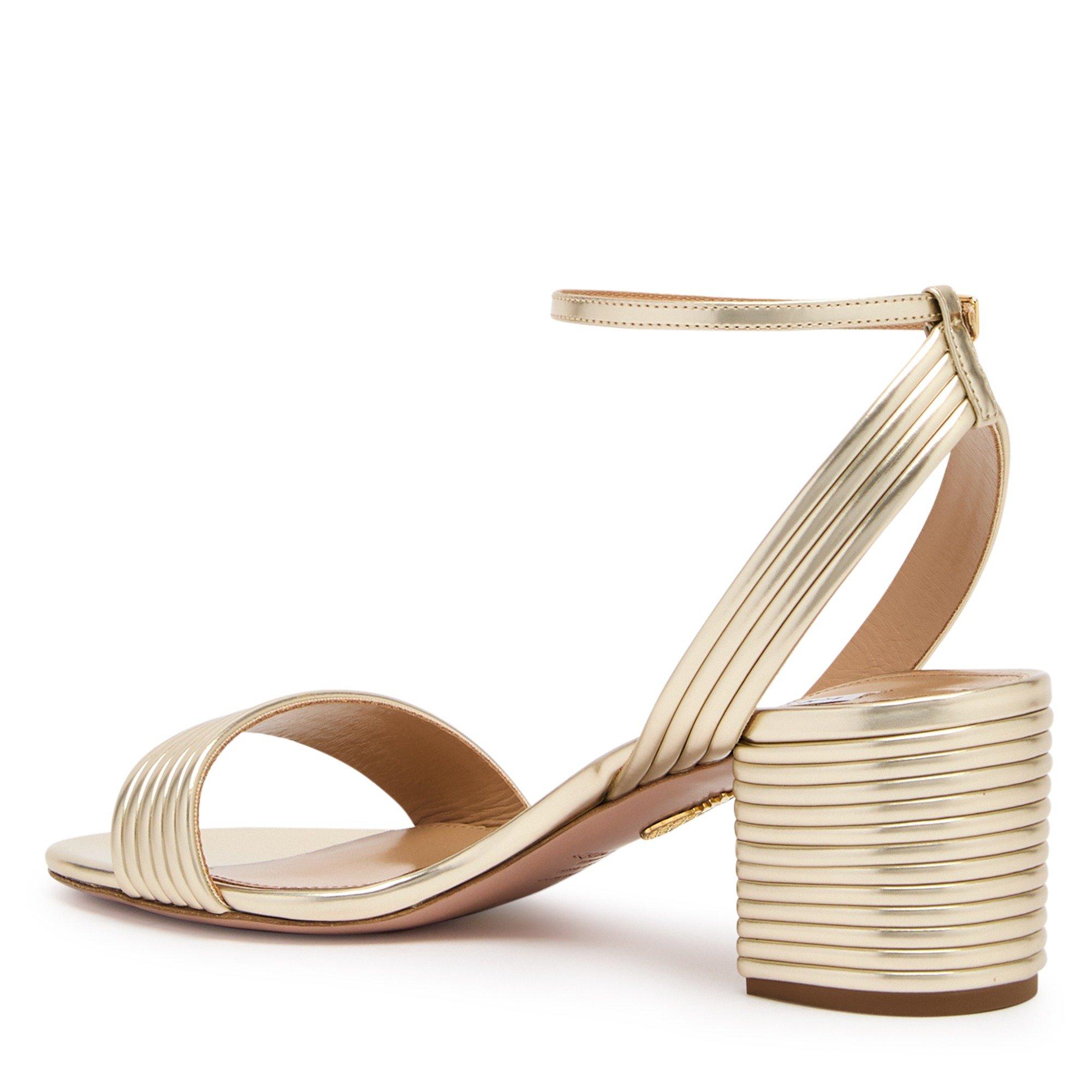 GOLD - Aquazzura - Women's Sundance Metallic Leather Heeled Sandals 50 mm - 2