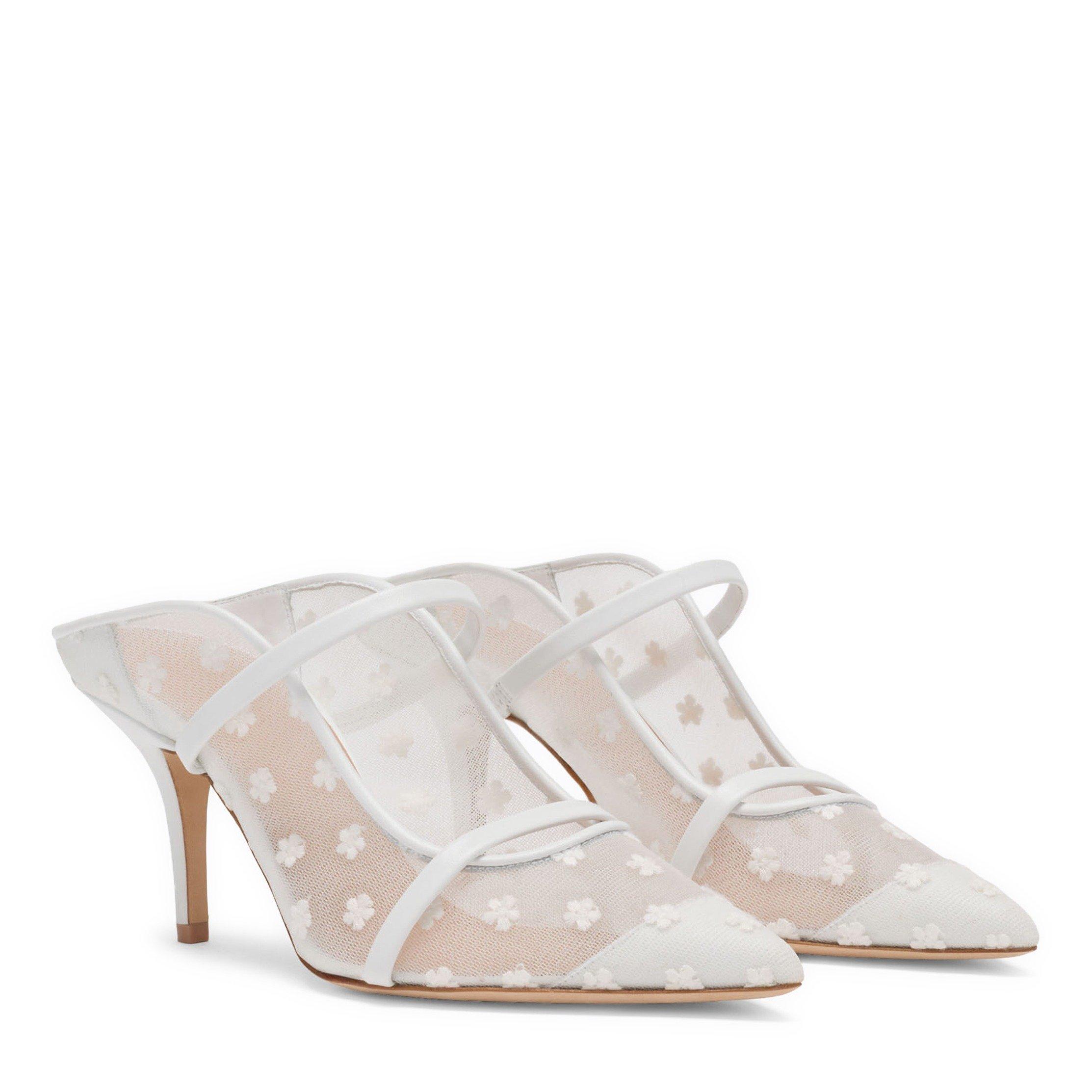 WHITE - Malone Souliers - Women's Maureen 70 Floral Mesh Pointed-Toe Heeled Mules - 2