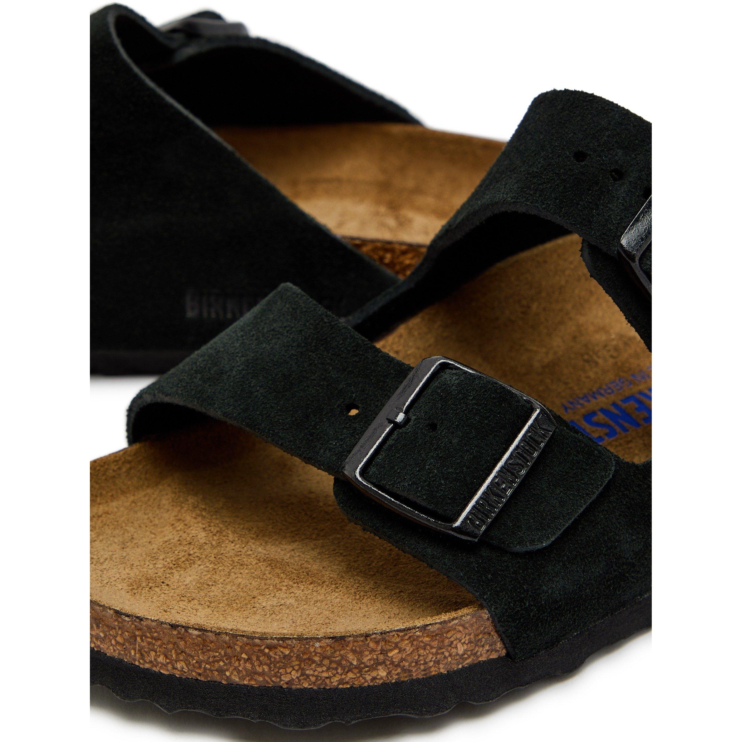 BLACK - Birkenstock - Women's Arizona Classic Suede Flat Sandals - 4