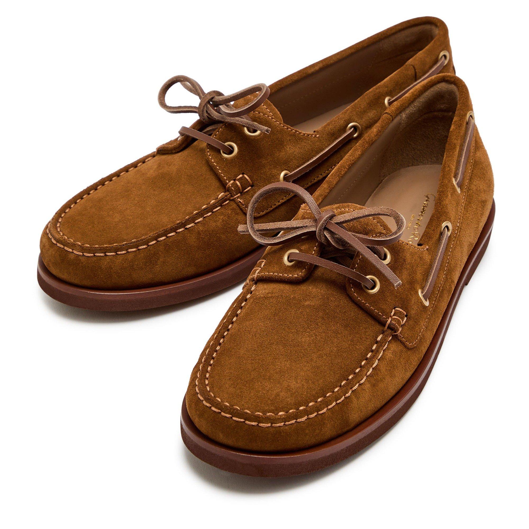 BROWN - Gianvito Rossi - Women's Vandée Suede Boat Shoes - 3