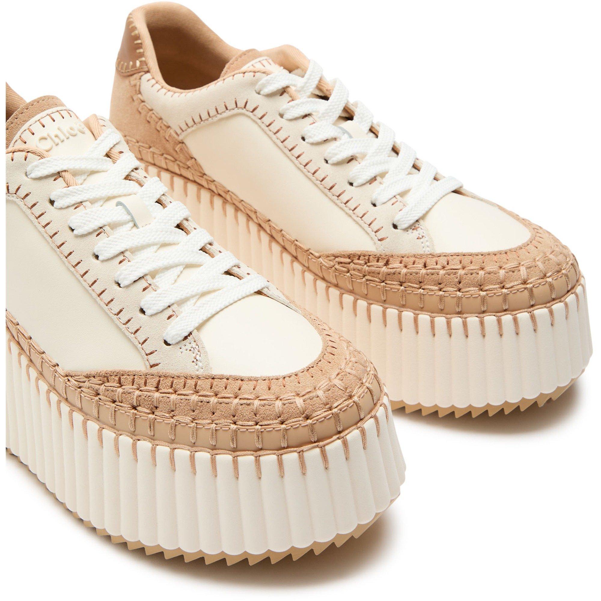 BEIGE AND OTHER - Chloe - Women's Nama Platform Leather Trainers - 3