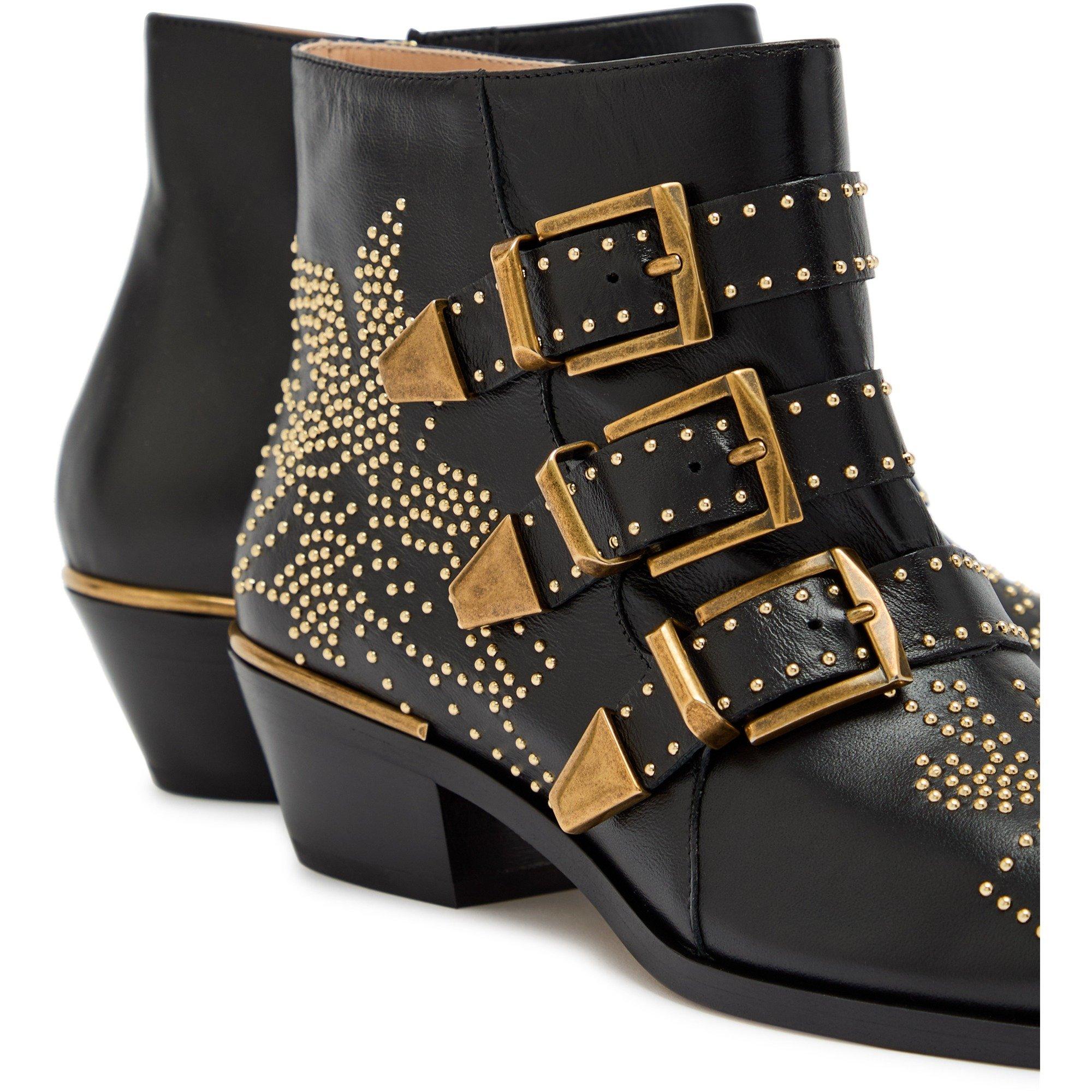BLACK AND OTHER - Chloe - Women's Susan Leather Wedge Heeled Ankle Boots - 4