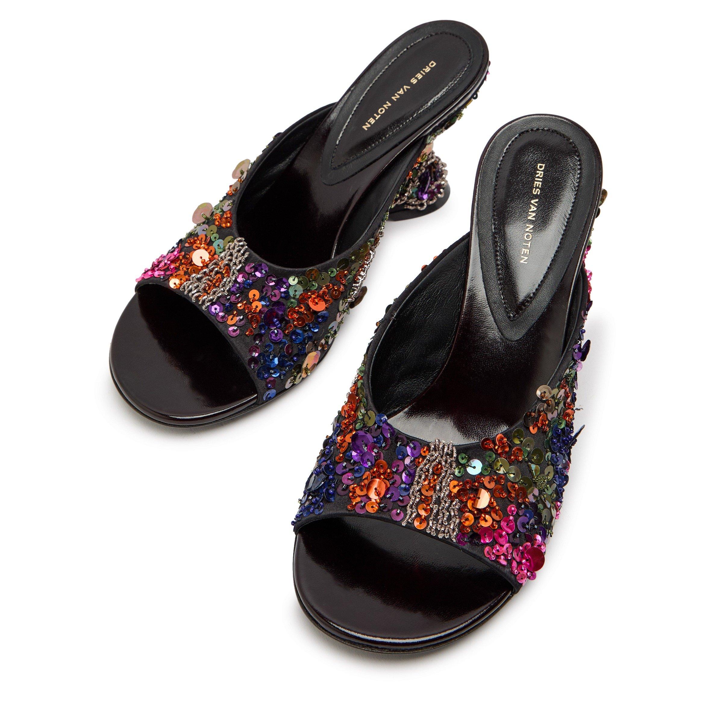 MULTICOLOURED - Dries Van Noten - 75MM WEDGE MULE IN SATIN WITH - 3