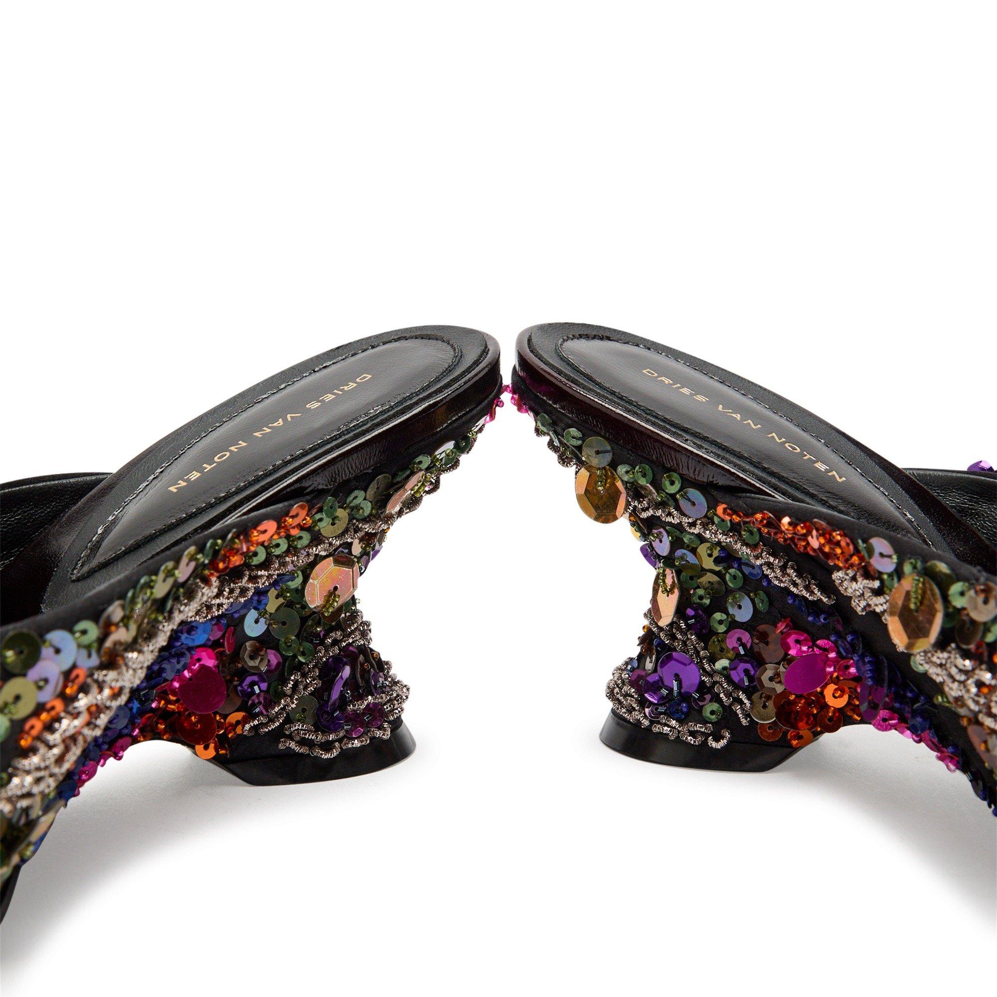 MULTICOLOURED - Dries Van Noten - 75MM WEDGE MULE IN SATIN WITH - 4