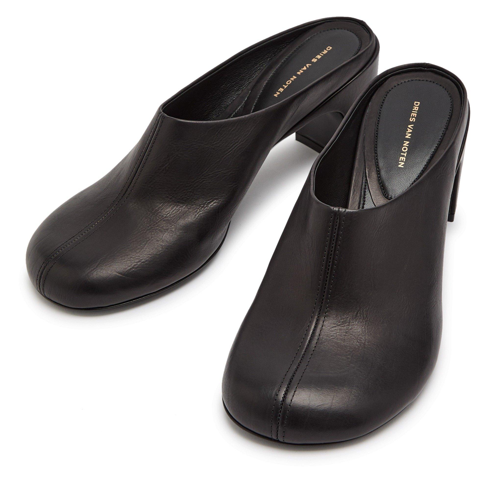BLACK - Dries Van Noten - 65MM ROUND TOE SABOT IN SOFT C - 3