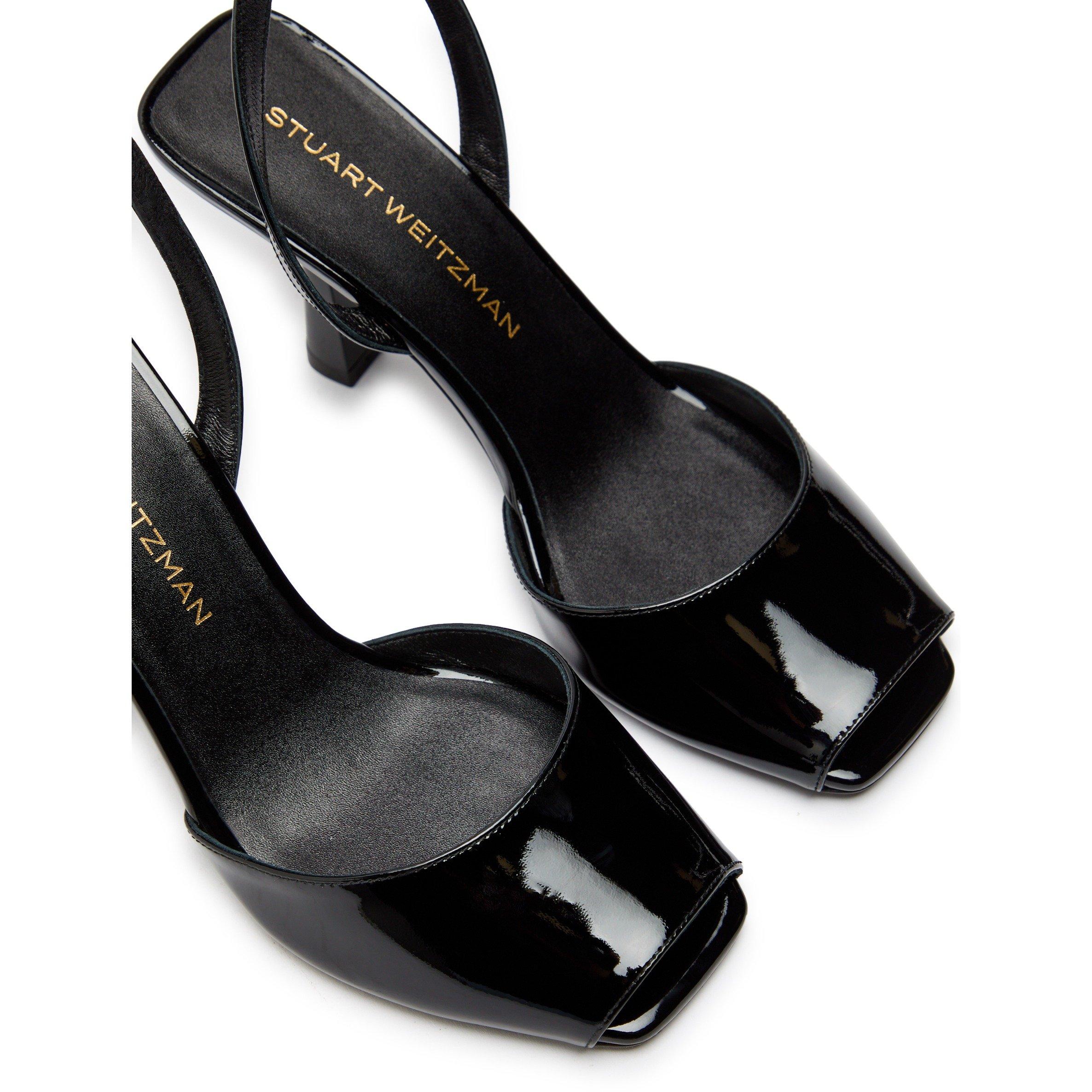 BLACK - Stuart Weitzman - Women's Val 85 Patent Leather Heeled Sandals - 3