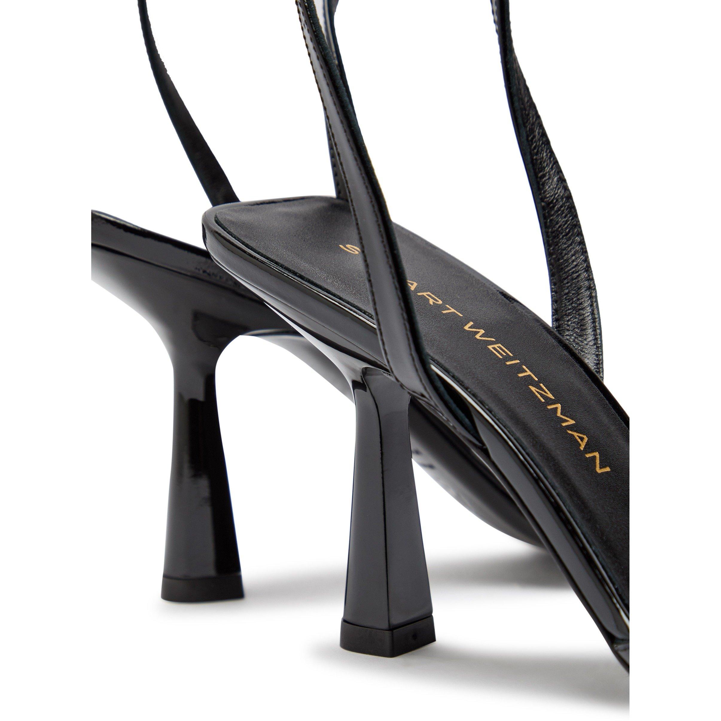 BLACK - Stuart Weitzman - Women's Val 85 Patent Leather Heeled Sandals - 4