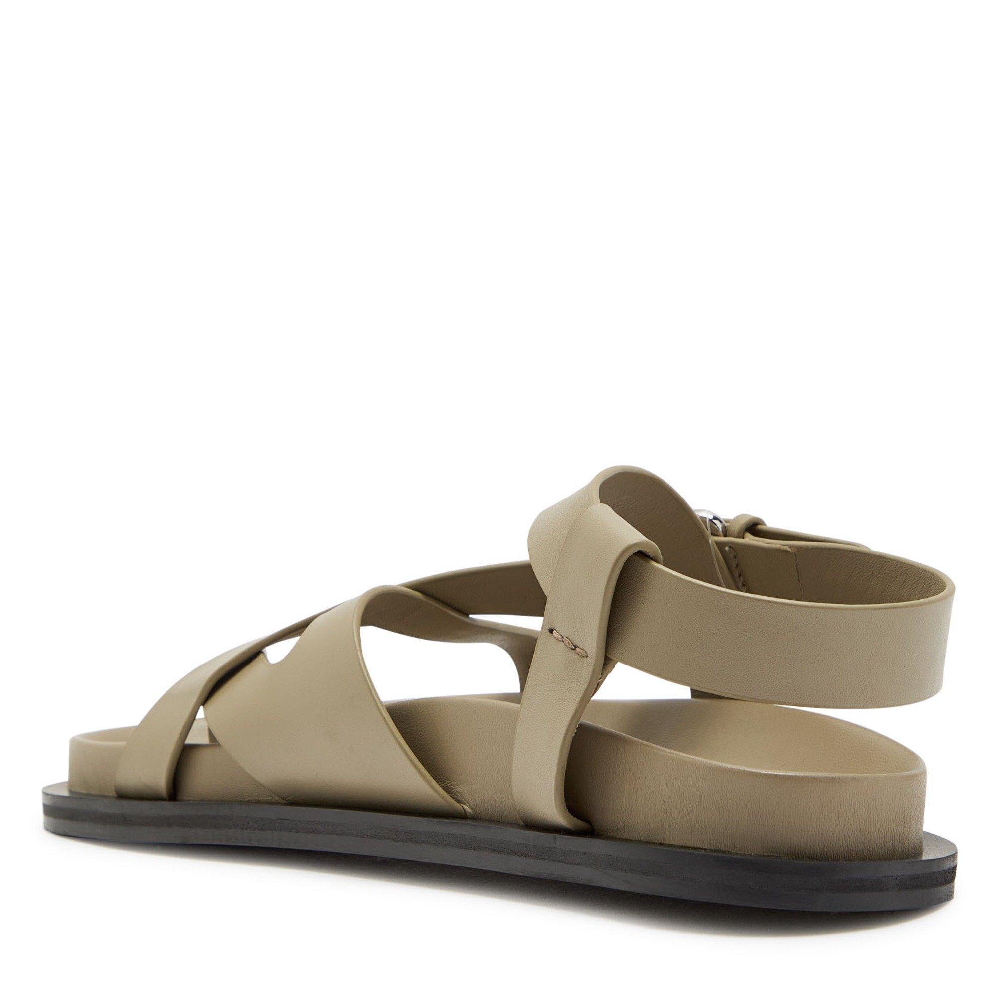 BEIGE - Unknown - Women's Elbert Leather Flat Sandals - 2