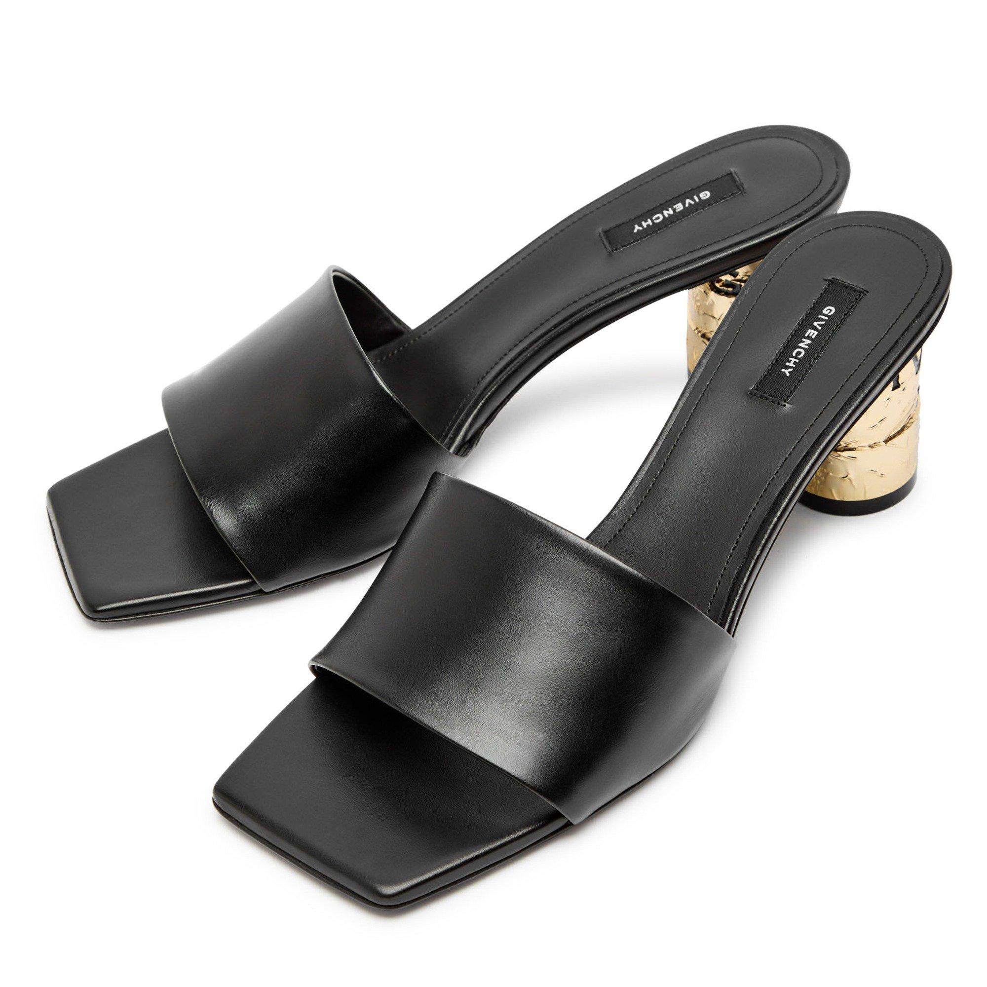 BLACK - GIVENCHY - Women's Tape Leather Heeled Mules 65 mm - 3