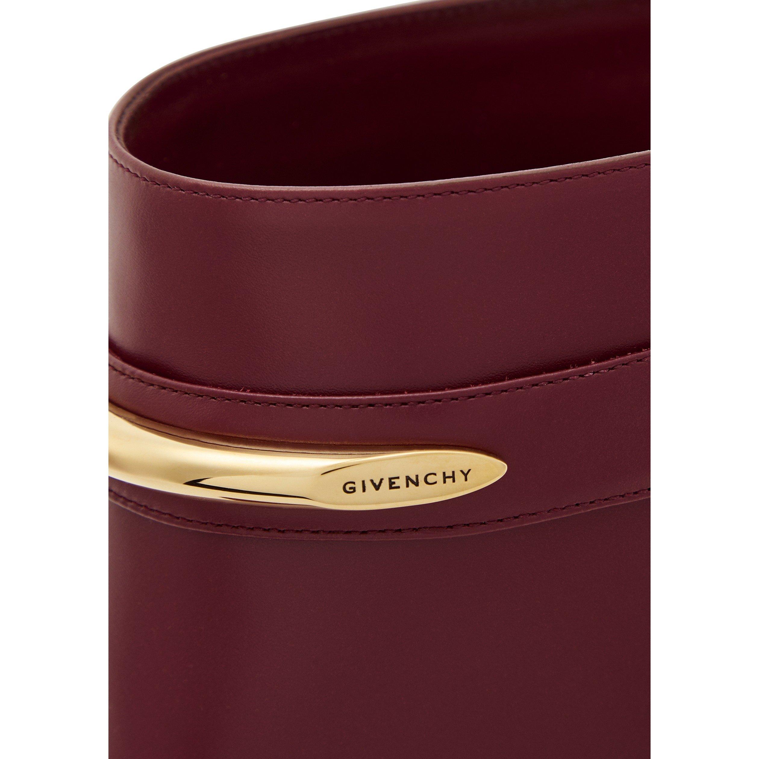 BURGUNDY - GIVENCHY - Women's Shark Short 95 Leather Wedge-Heel Ankle Boots - 4