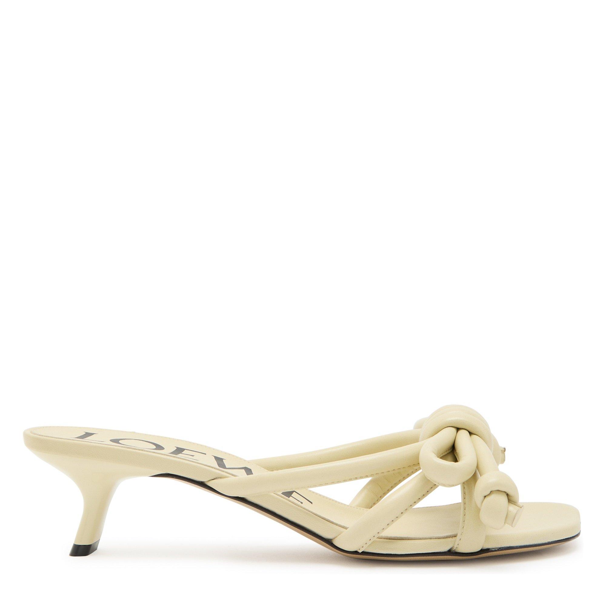 IVORY - LOEWE - Women's Flamenco Knot 45 Leather Heeled Mules - 1