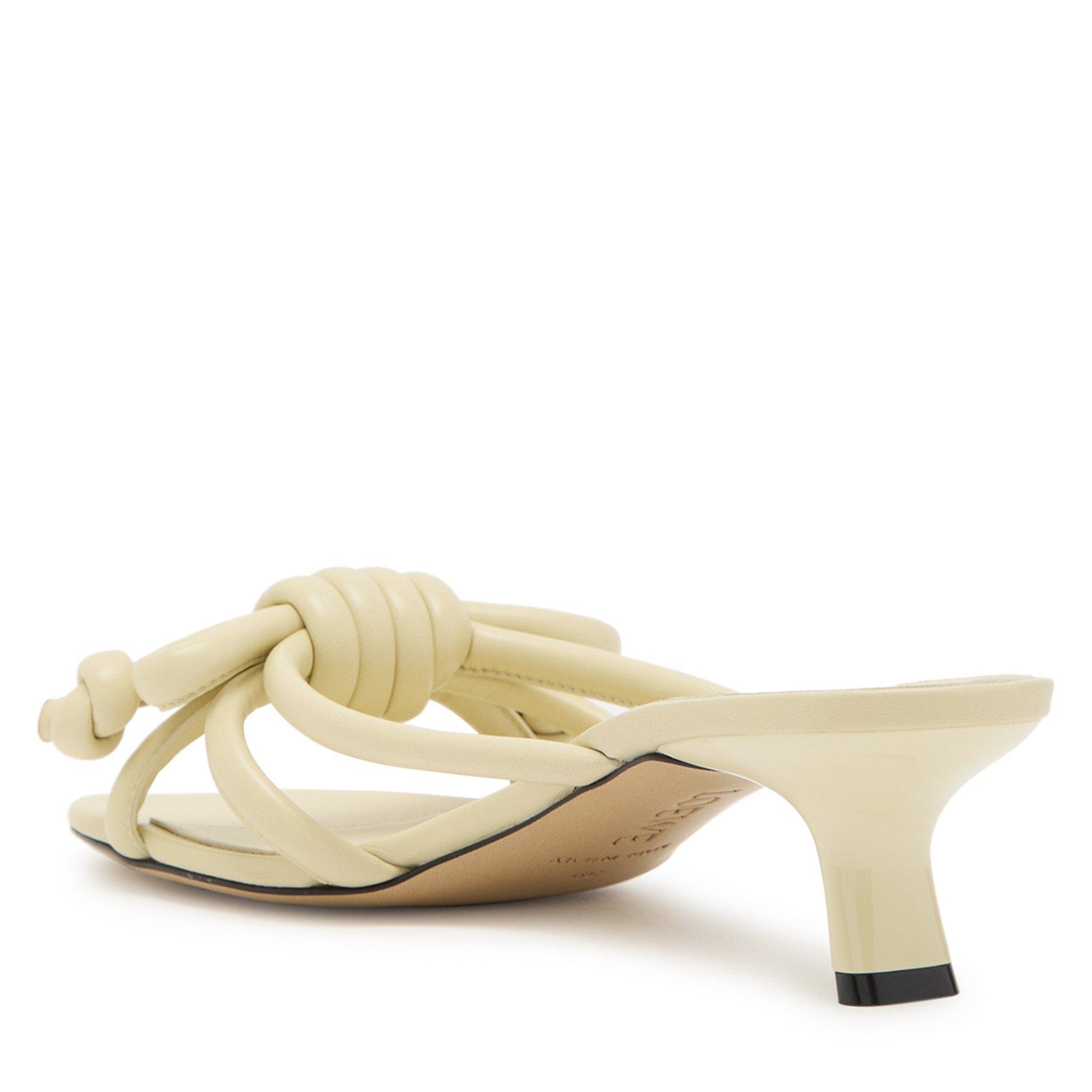 IVORY - LOEWE - Women's Flamenco Knot 45 Leather Heeled Mules - 2