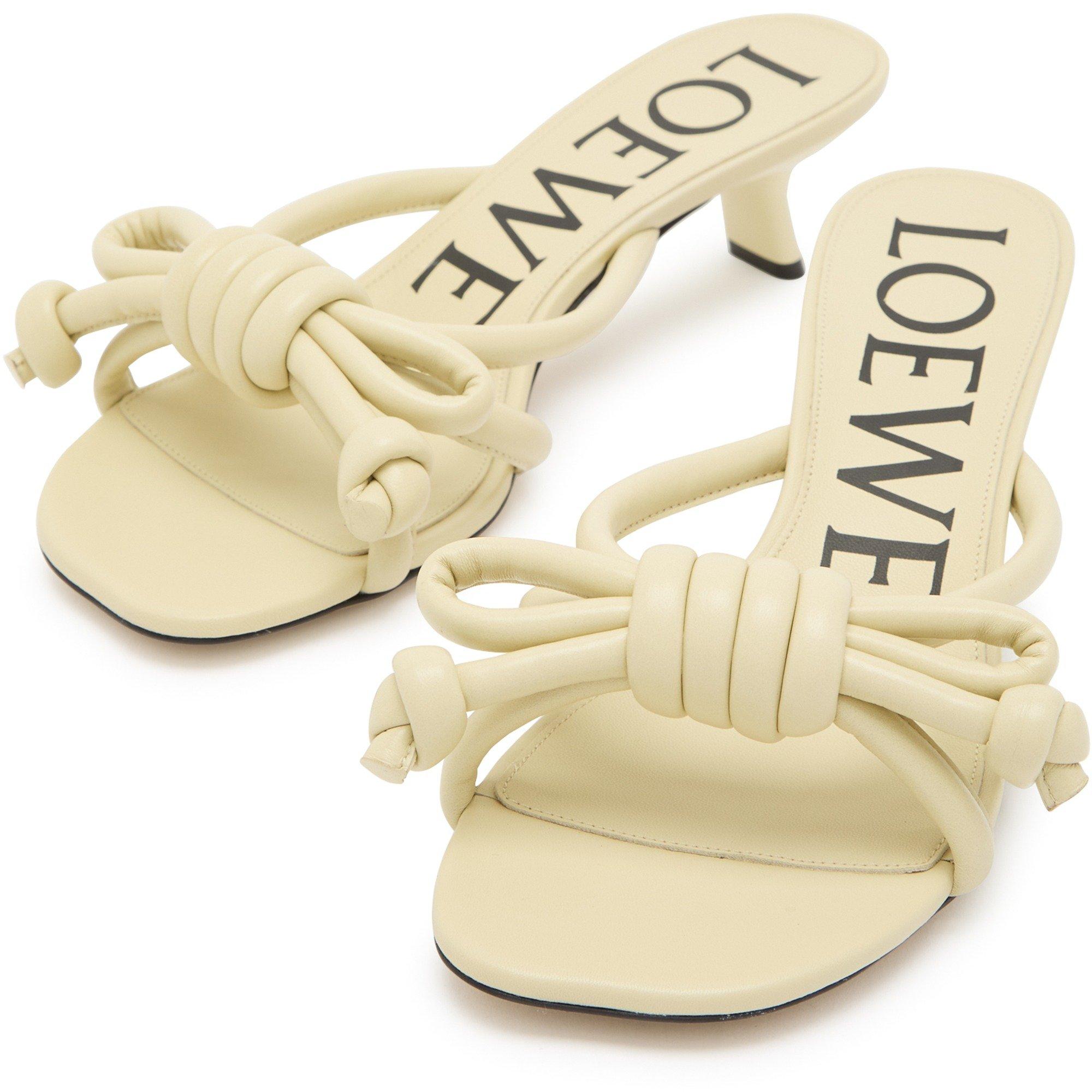 IVORY - LOEWE - Women's Flamenco Knot 45 Leather Heeled Mules - 3