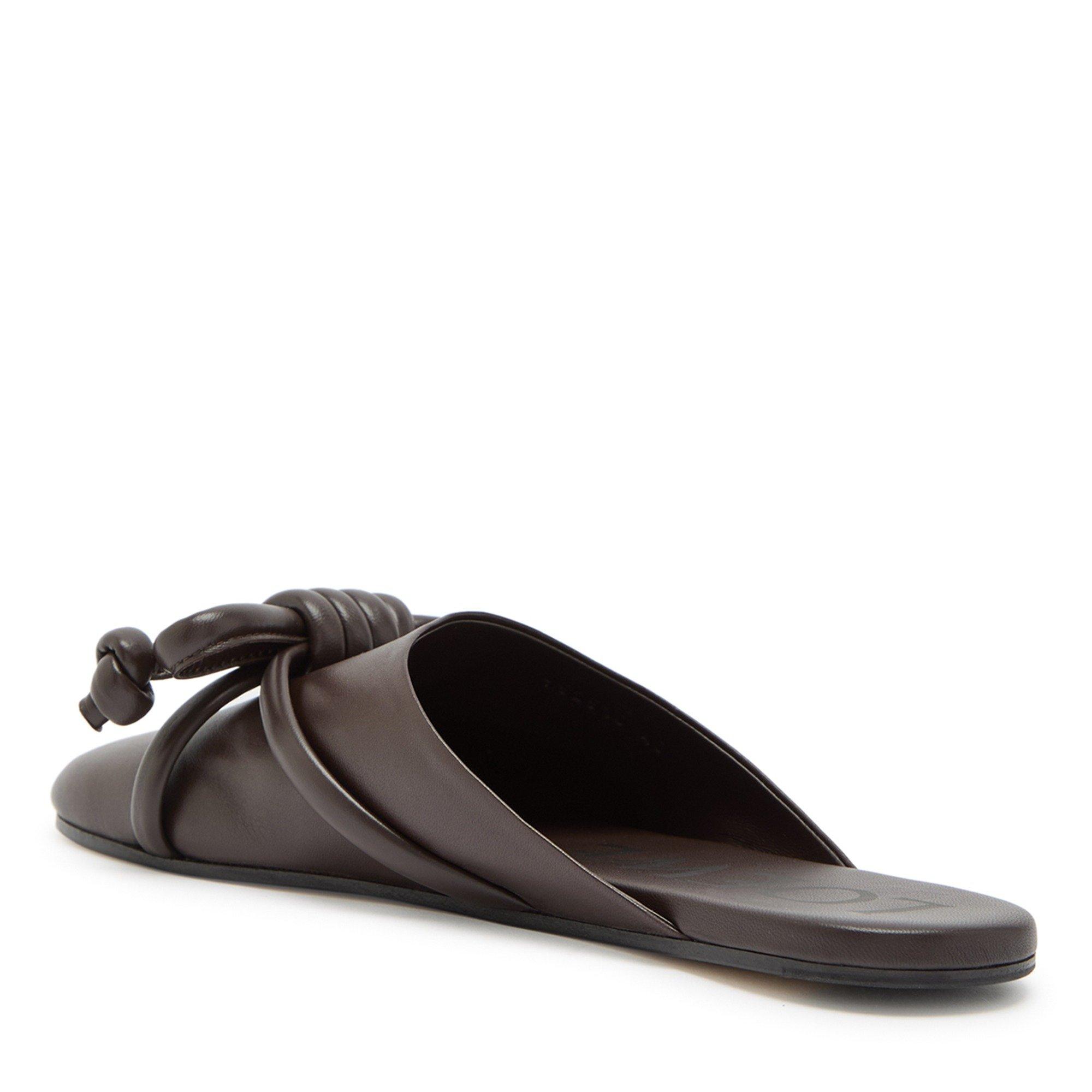 BROWN - LOEWE - Women's Flamenco Knot Leather Flat Mules - 2
