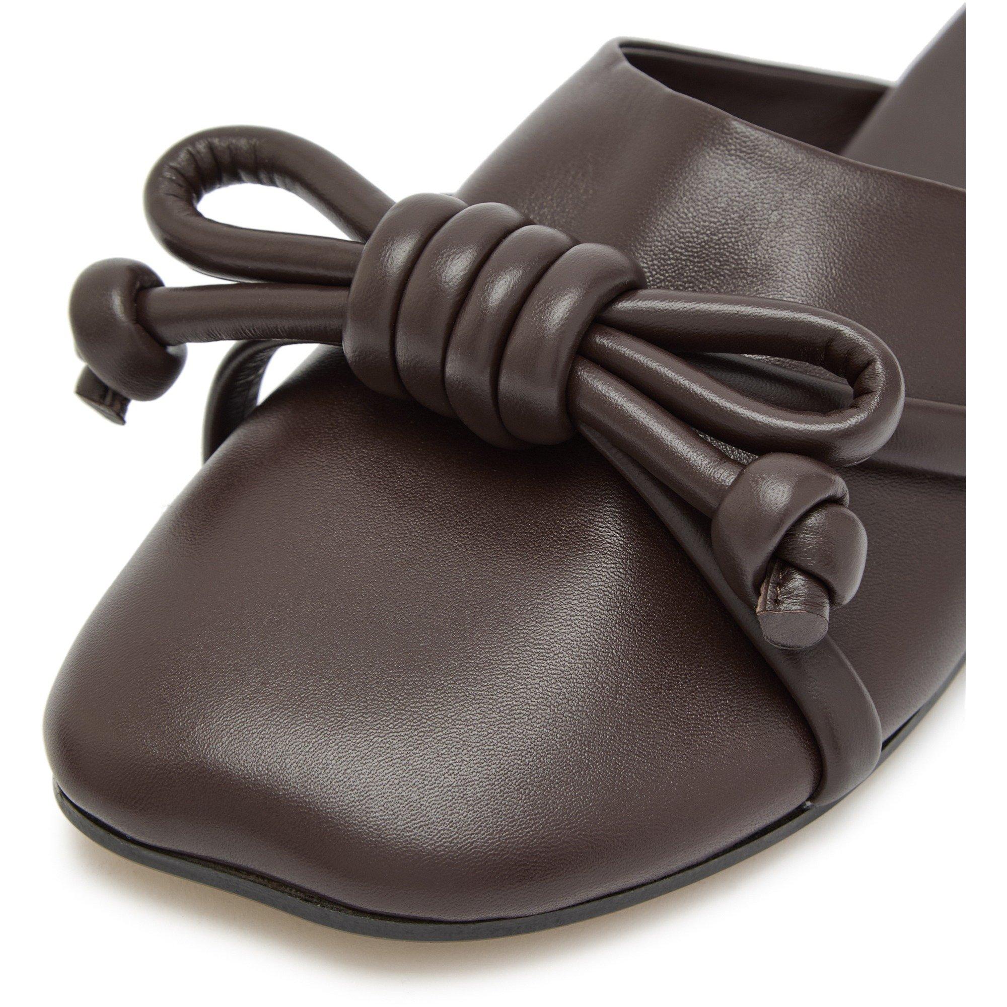 BROWN - LOEWE - Women's Flamenco Knot Leather Flat Mules - 4