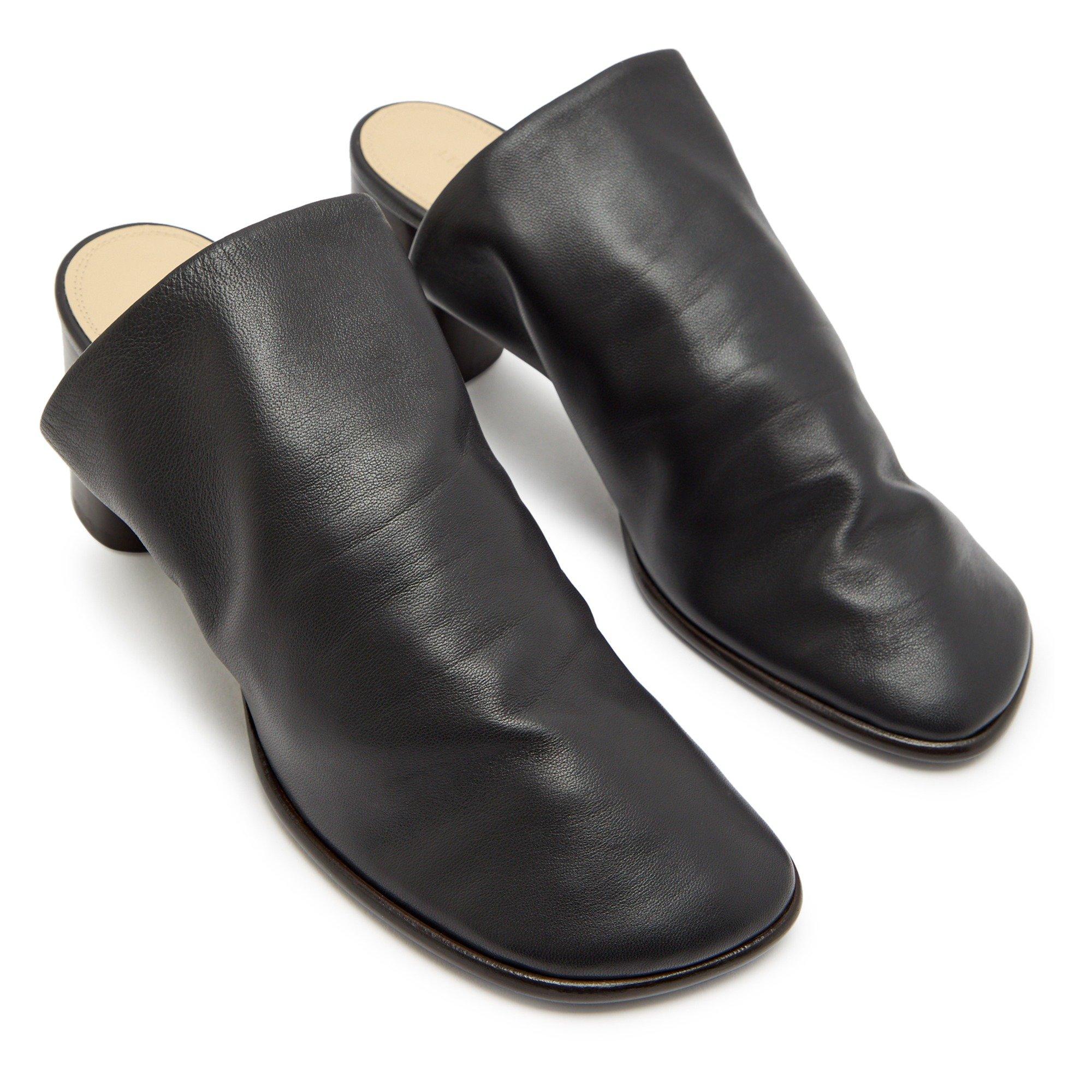 DARK BROWN - Lemaire - Women's Glove Leather Heeled Mules - 3