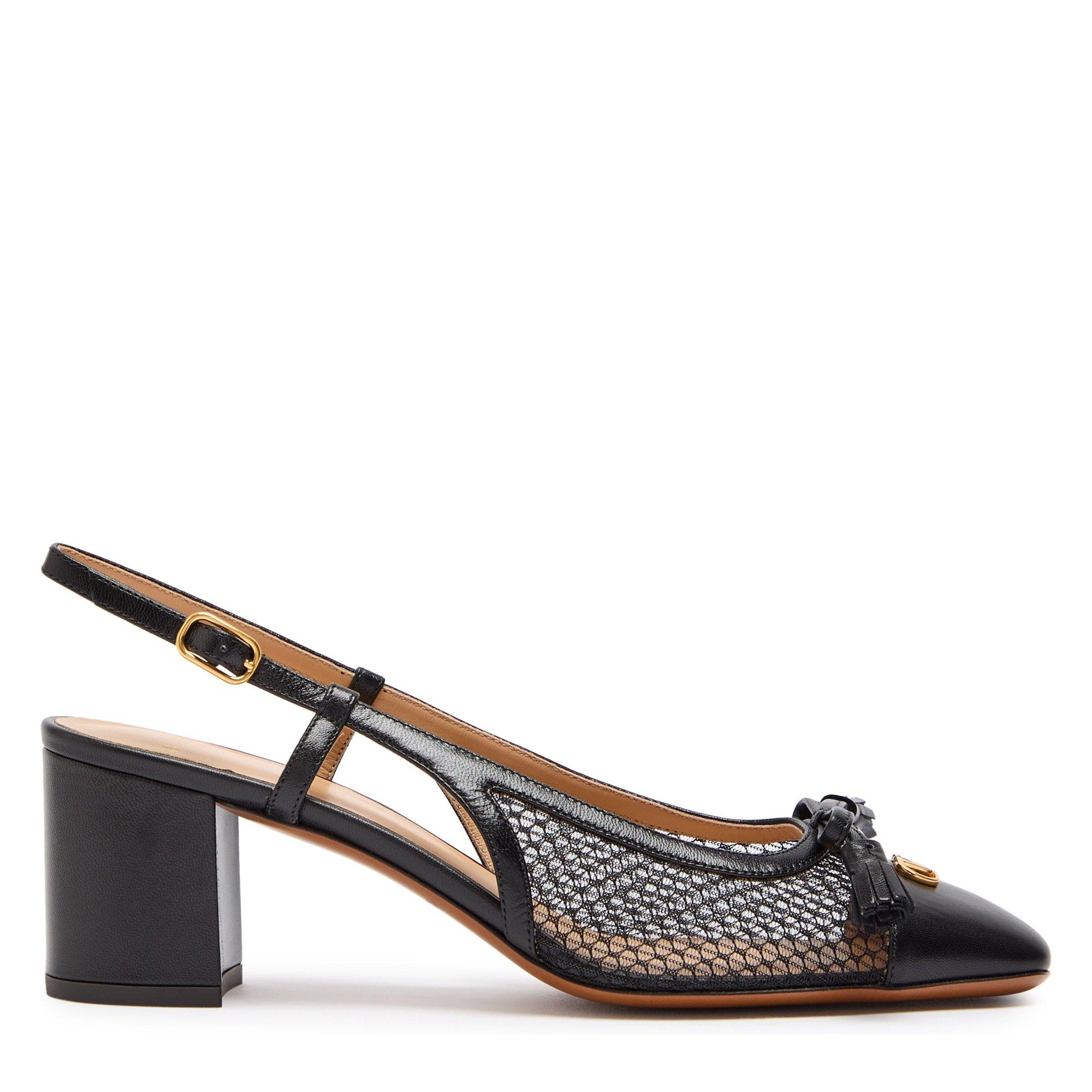 Valentino Women's Valet du Roi Leather Block-Heel Slingbacks