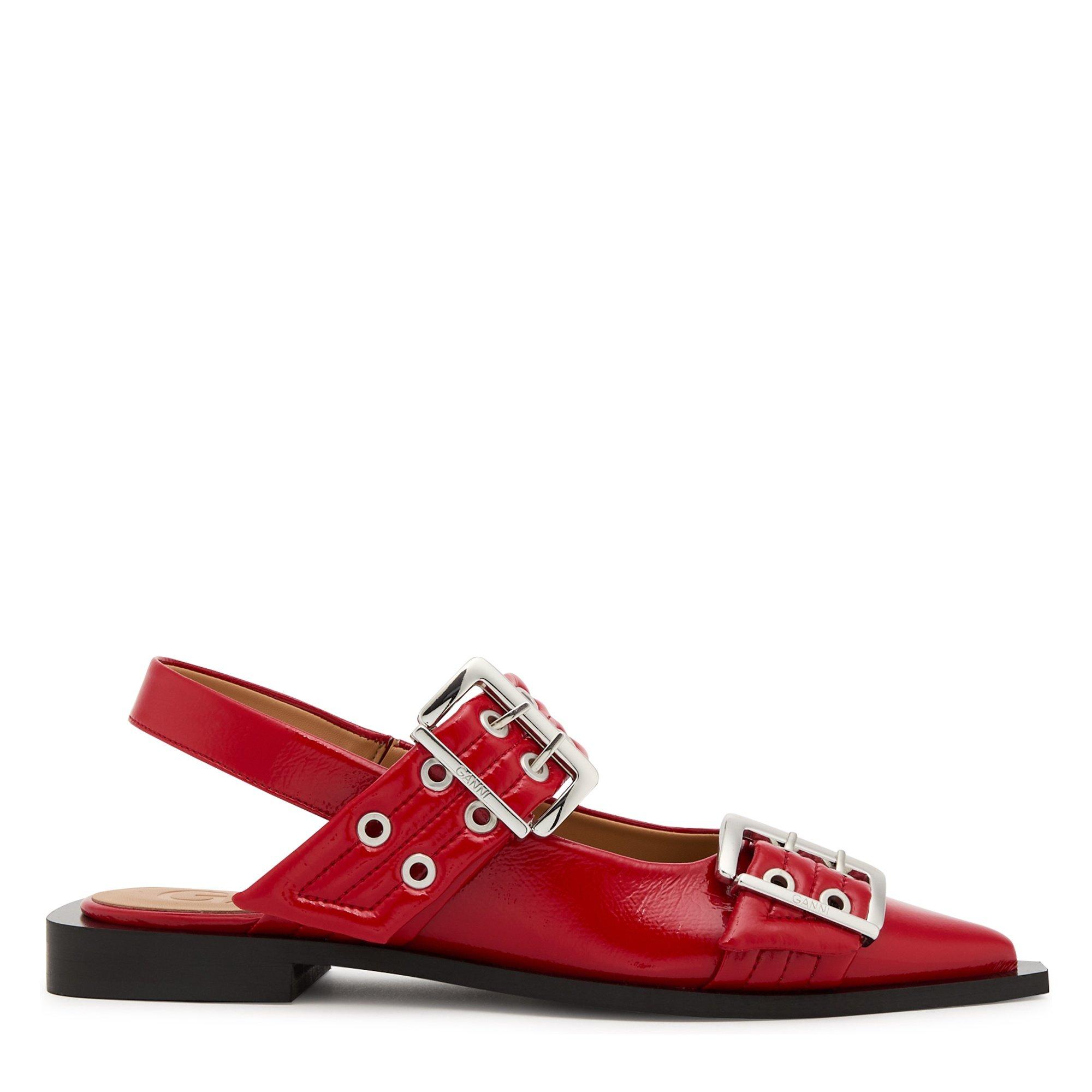 RED - Ganni - BUCKLE BALLERINA