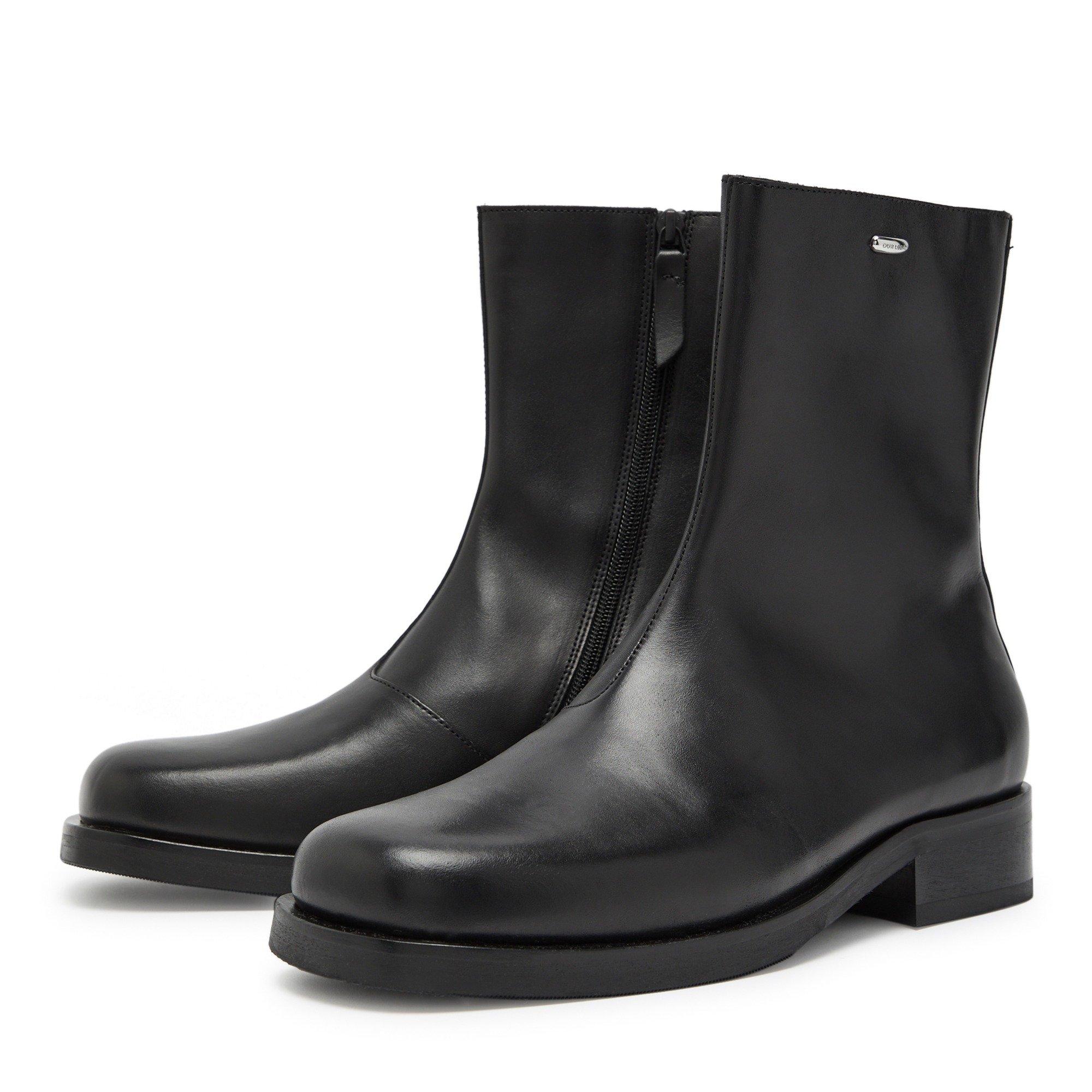 BLACK - Our Legacy - Men's Camion Leather Flat Ankle Boots - 3