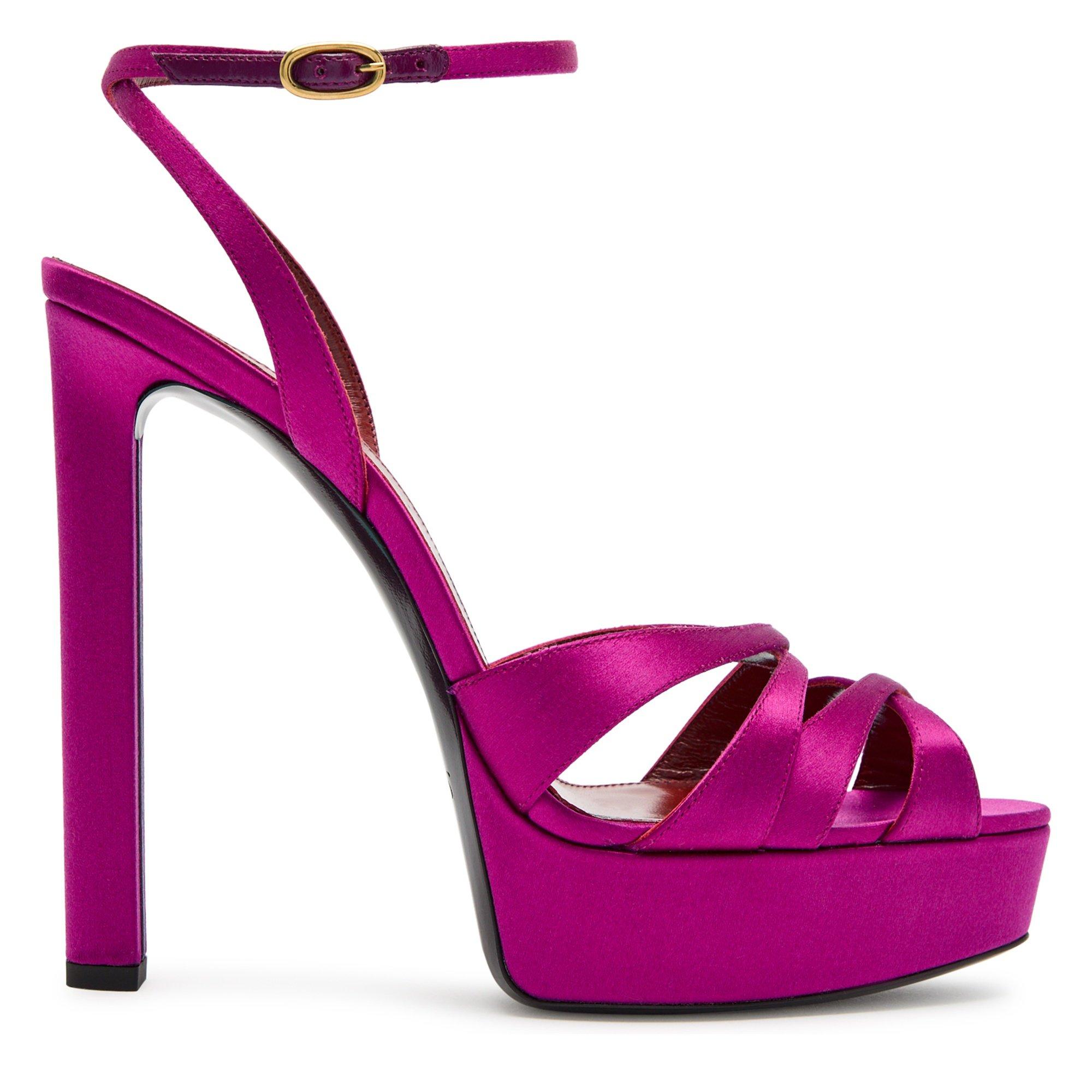 PINK - Saint Laurent - Women's Chandelle 110 Satin Heeled Sandals - 1