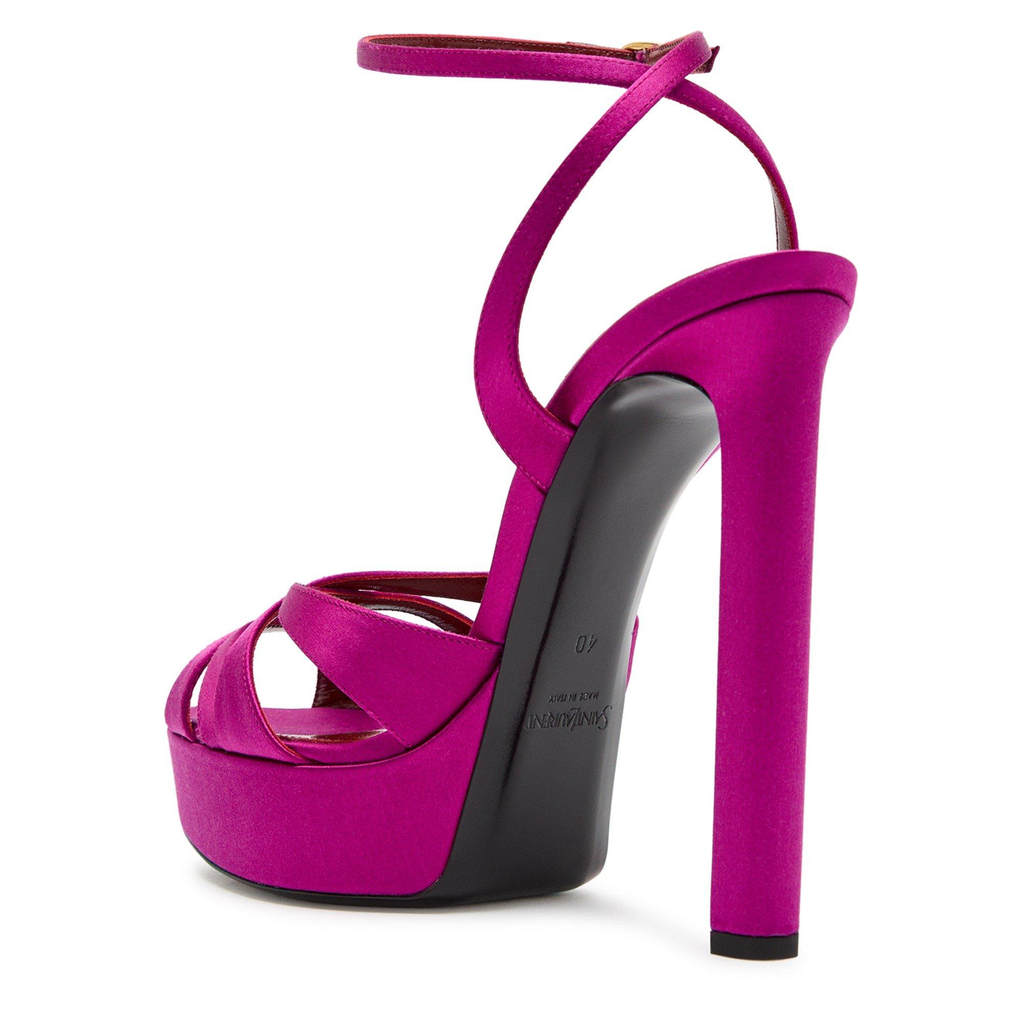 PINK - Saint Laurent - Women's Chandelle 110 Satin Heeled Sandals - 2