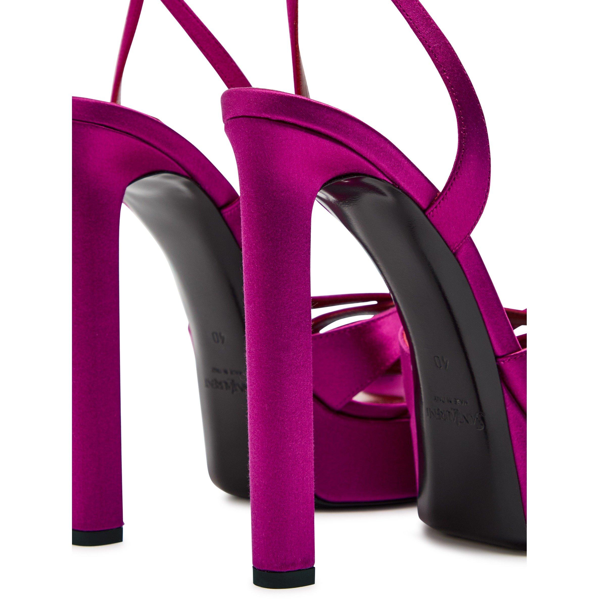PINK - Saint Laurent - Women's Chandelle 110 Satin Heeled Sandals - 4