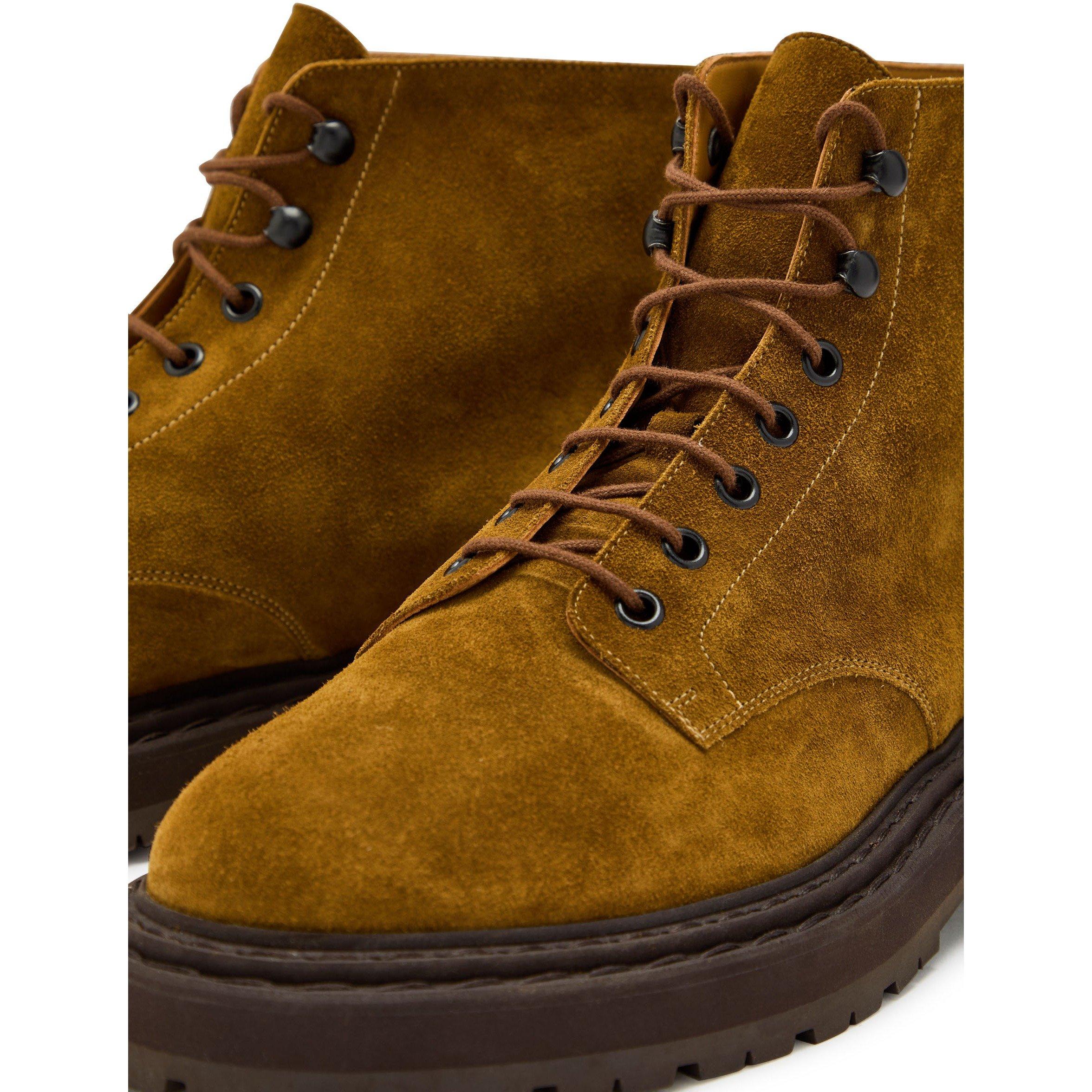 TAN - Legres - Women's Suede Flat Ankle Boots - 4