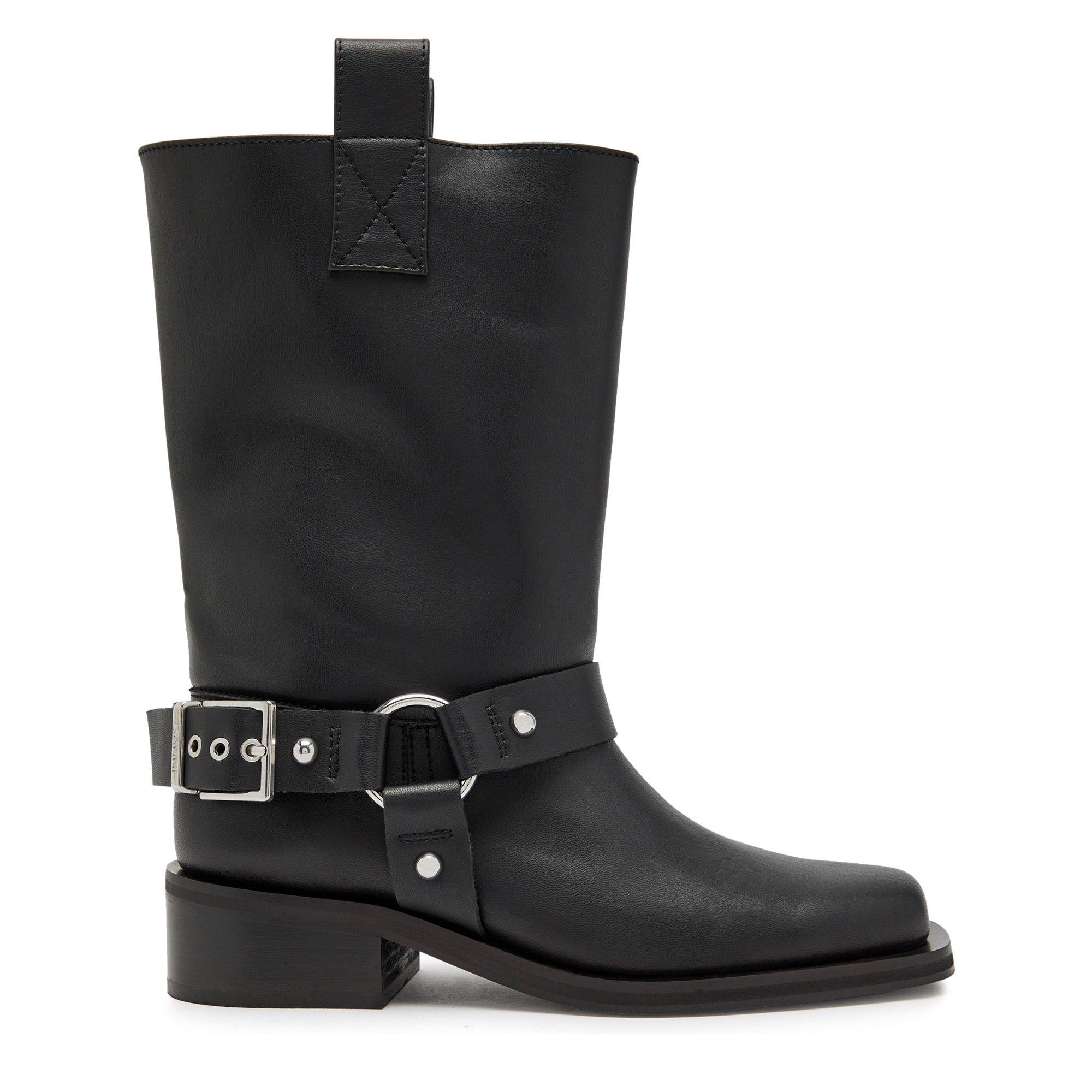 BLACK - Ganni - Mid Shaft Biker Boot - 1
