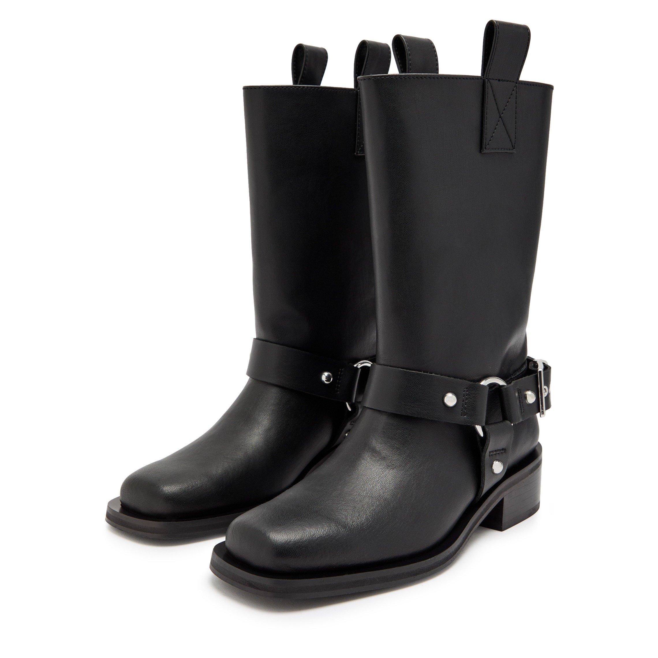 BLACK - Ganni - Mid Shaft Biker Boot - 3