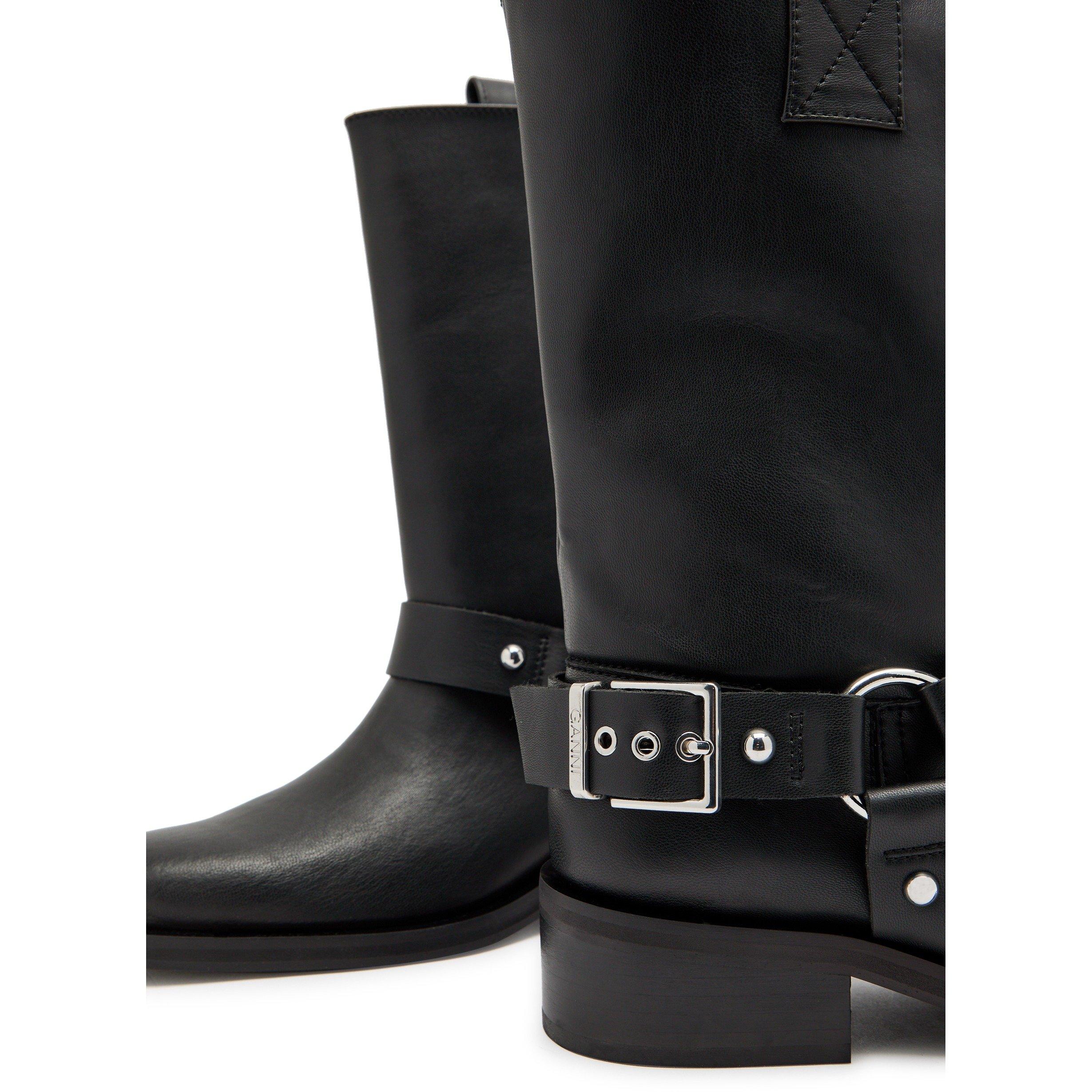 BLACK - Ganni - Mid Shaft Biker Boot - 4
