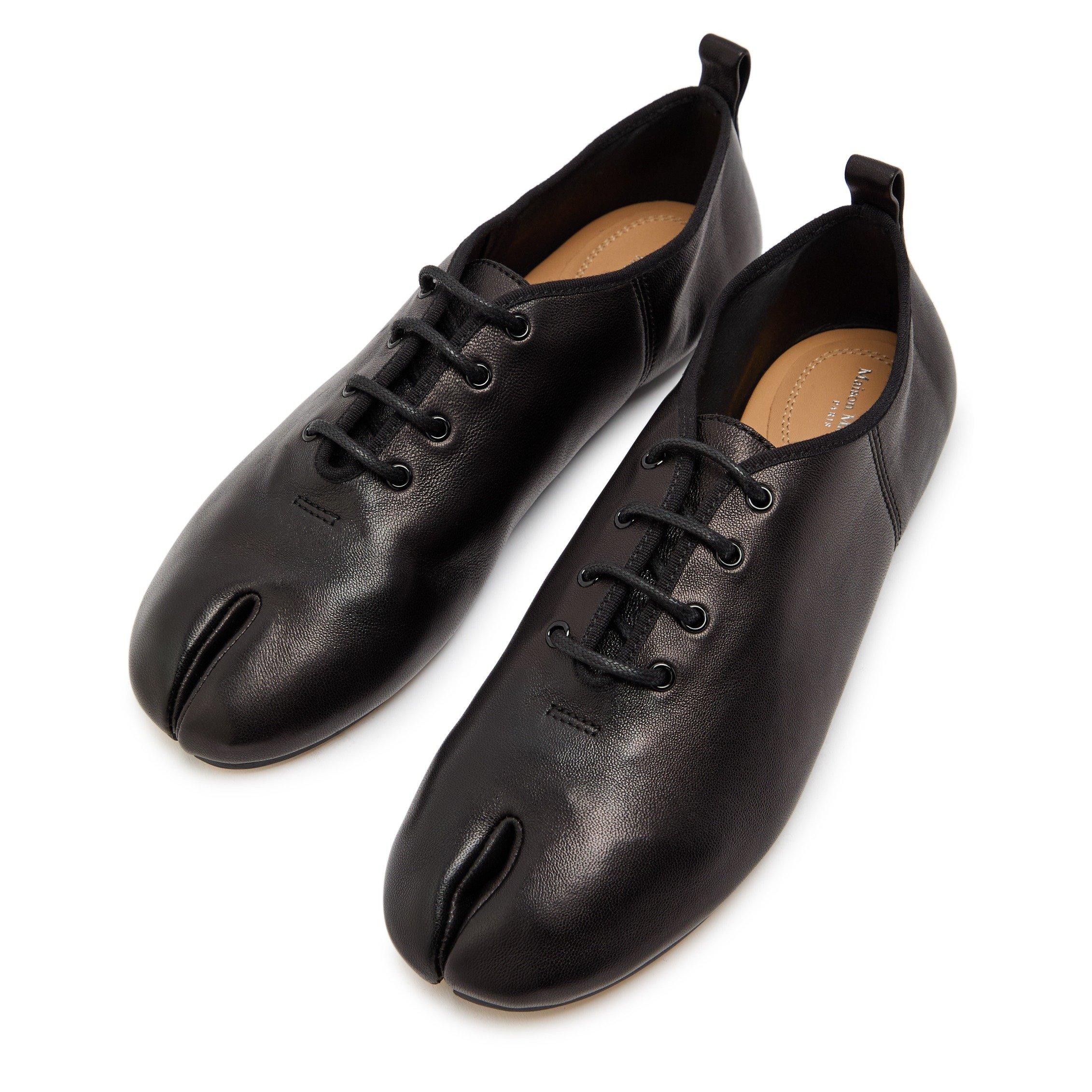 BLACK - Maison Margiela - Women's Tabi Jazz Lace-Up Leather Ballet Pumps - 3