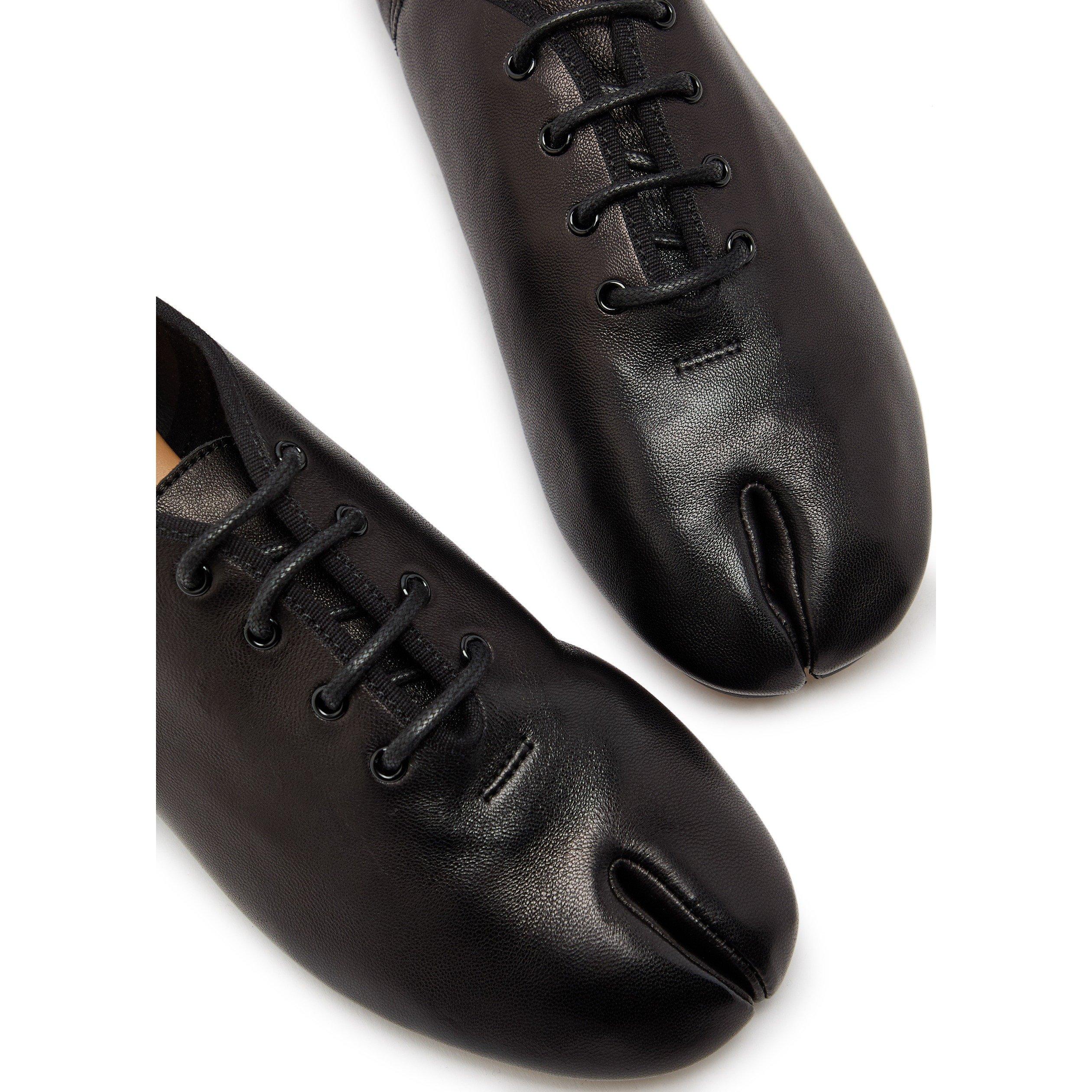 BLACK - Maison Margiela - Women's Tabi Jazz Lace-Up Leather Ballet Pumps - 4