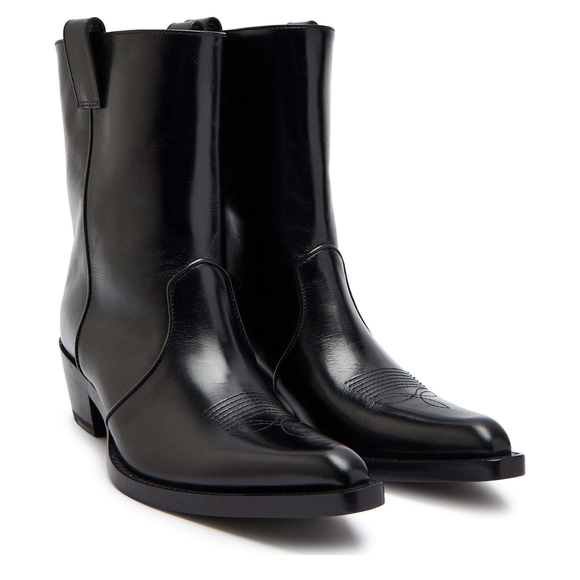 BLACK - Khaite - Women's Clive Leather Cowboy Boots - 3
